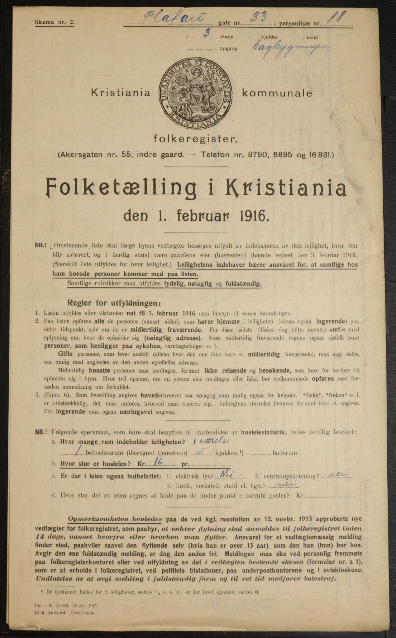 OBA, Kommunal folketelling 1.2.1916 for Kristiania, 1916, s. 82807