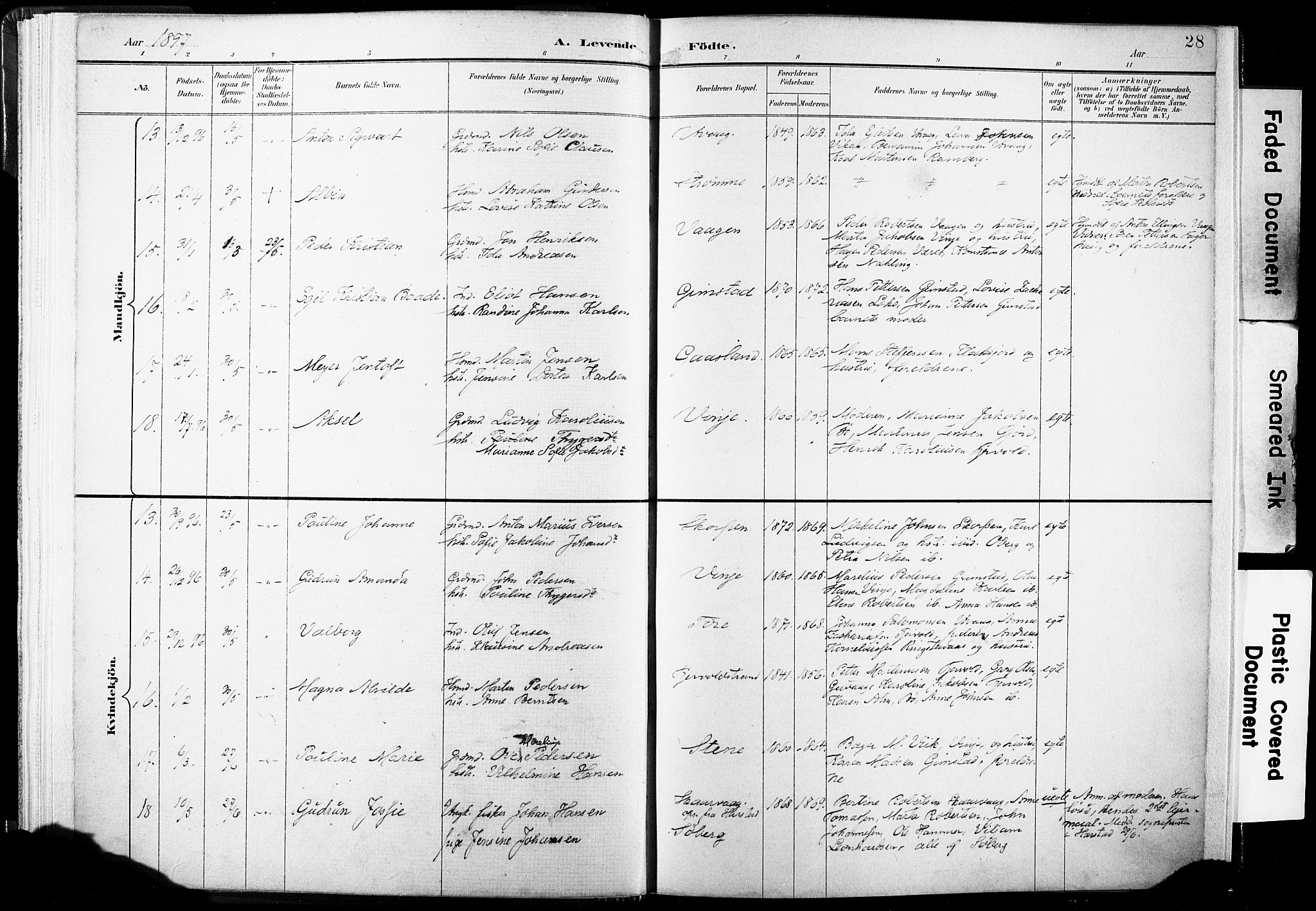 Ministerialprotokoller, klokkerbøker og fødselsregistre - Nordland, SAT/A-1459/891/L1304: Ministerialbok nr. 891A09, 1895-1921, s. 28