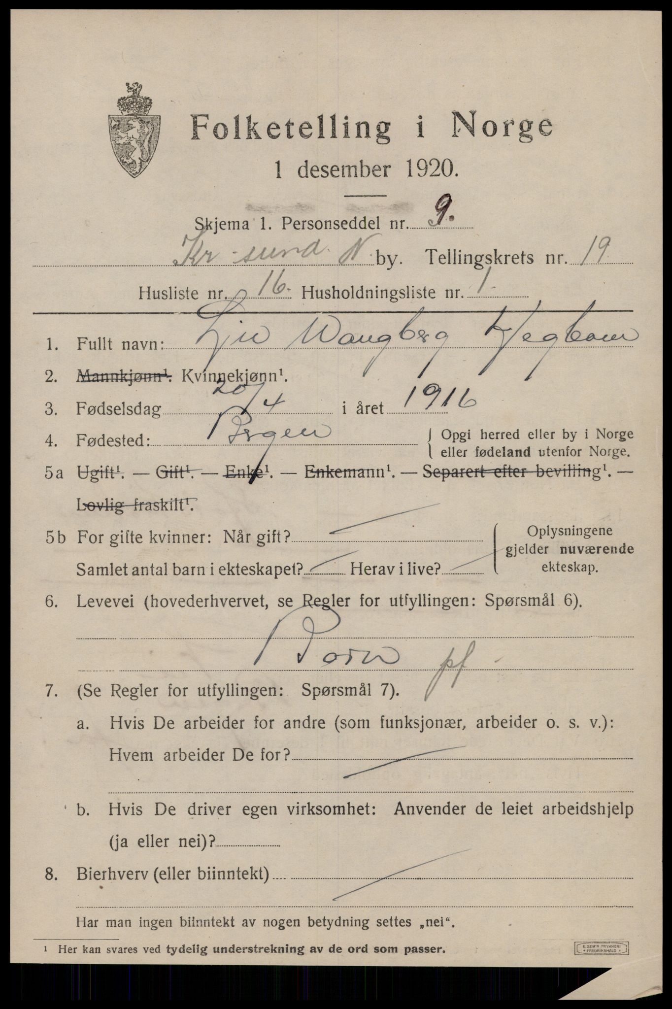 SAT, Folketelling 1920 for 1503 Kristiansund kjøpstad, 1920, s. 39145