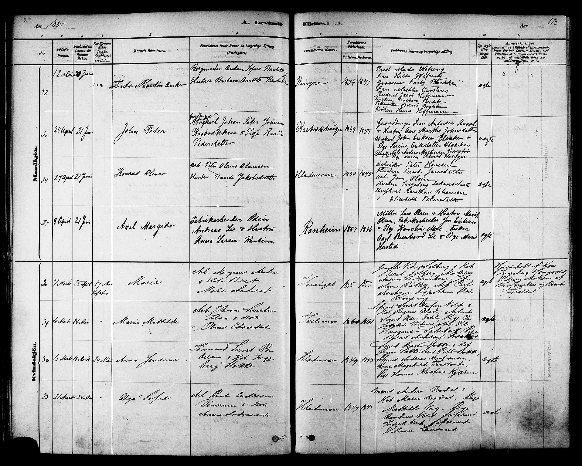 Ministerialprotokoller, klokkerbøker og fødselsregistre - Sør-Trøndelag, SAT/A-1456/606/L0294: Ministerialbok nr. 606A09, 1878-1886, s. 172