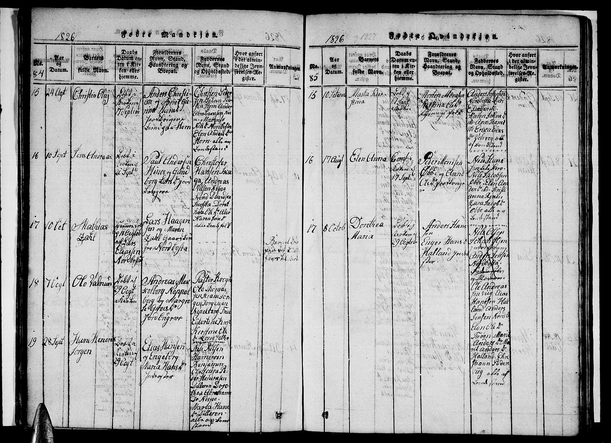 Ministerialprotokoller, klokkerbøker og fødselsregistre - Nordland, AV/SAT-A-1459/838/L0554: Klokkerbok nr. 838C01, 1820-1828, s. 84-85