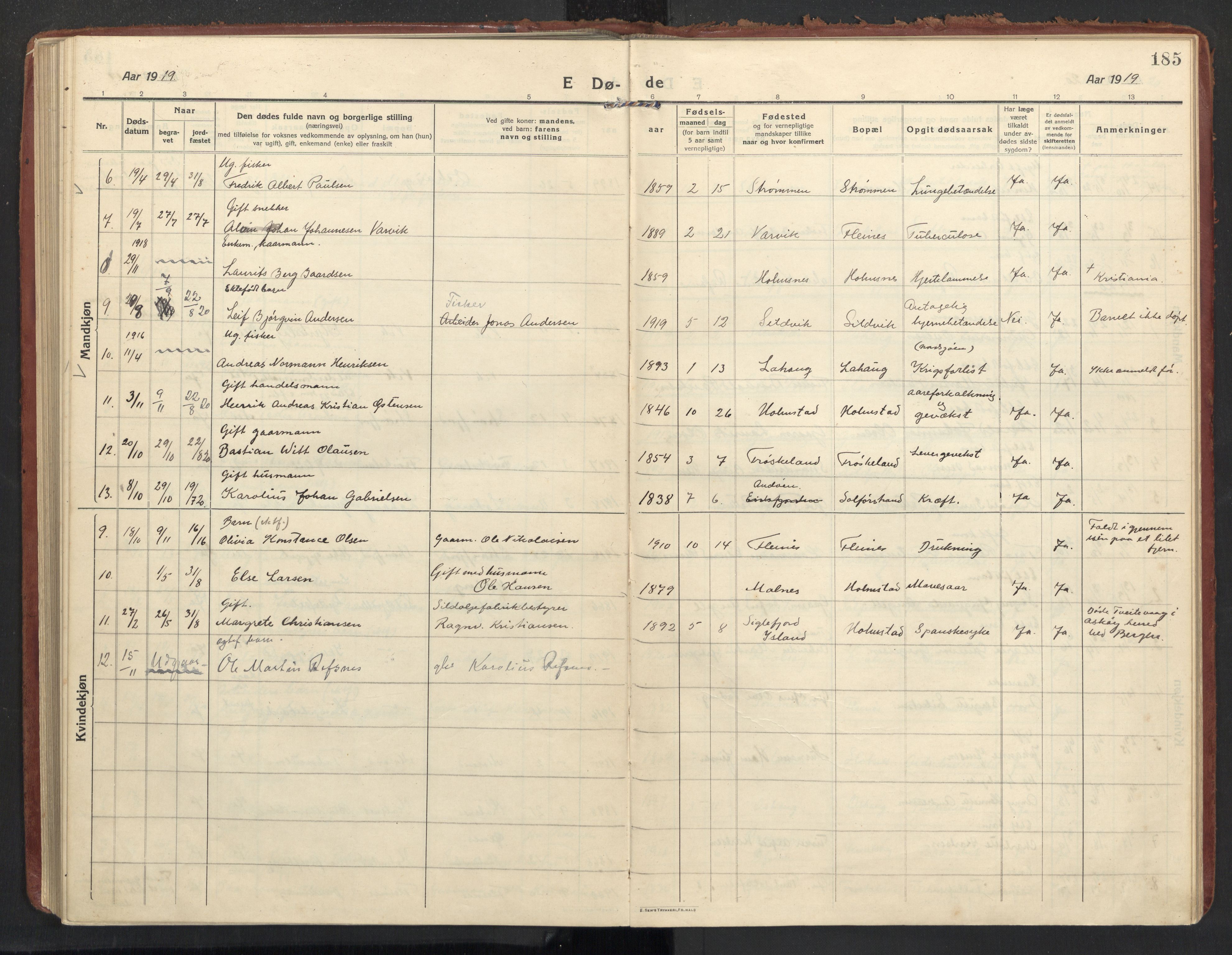 Ministerialprotokoller, klokkerbøker og fødselsregistre - Nordland, AV/SAT-A-1459/890/L1288: Ministerialbok nr. 890A03, 1915-1925, s. 185