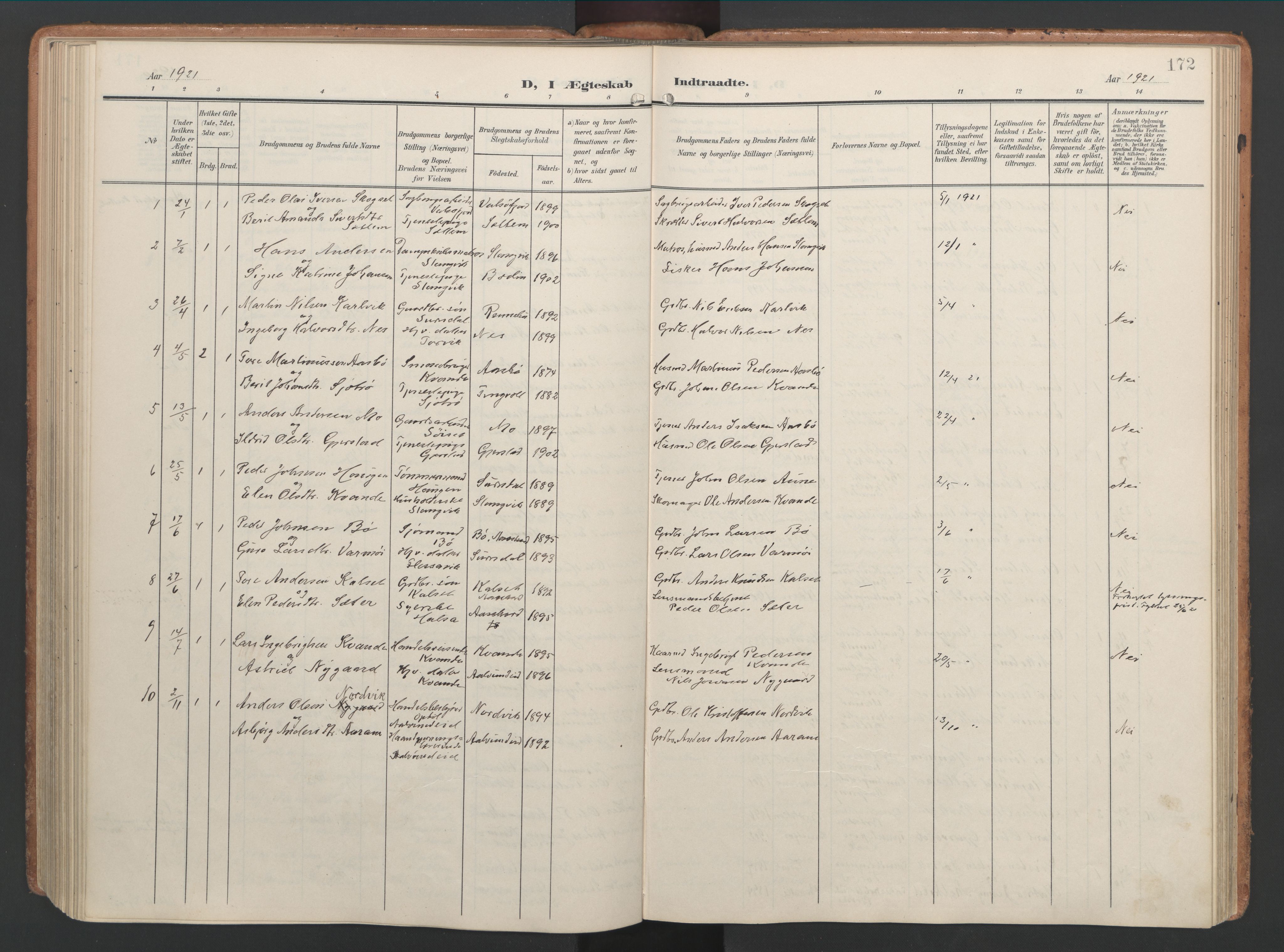 Ministerialprotokoller, klokkerbøker og fødselsregistre - Møre og Romsdal, SAT/A-1454/592/L1030: Ministerialbok nr. 592A08, 1901-1925, s. 172