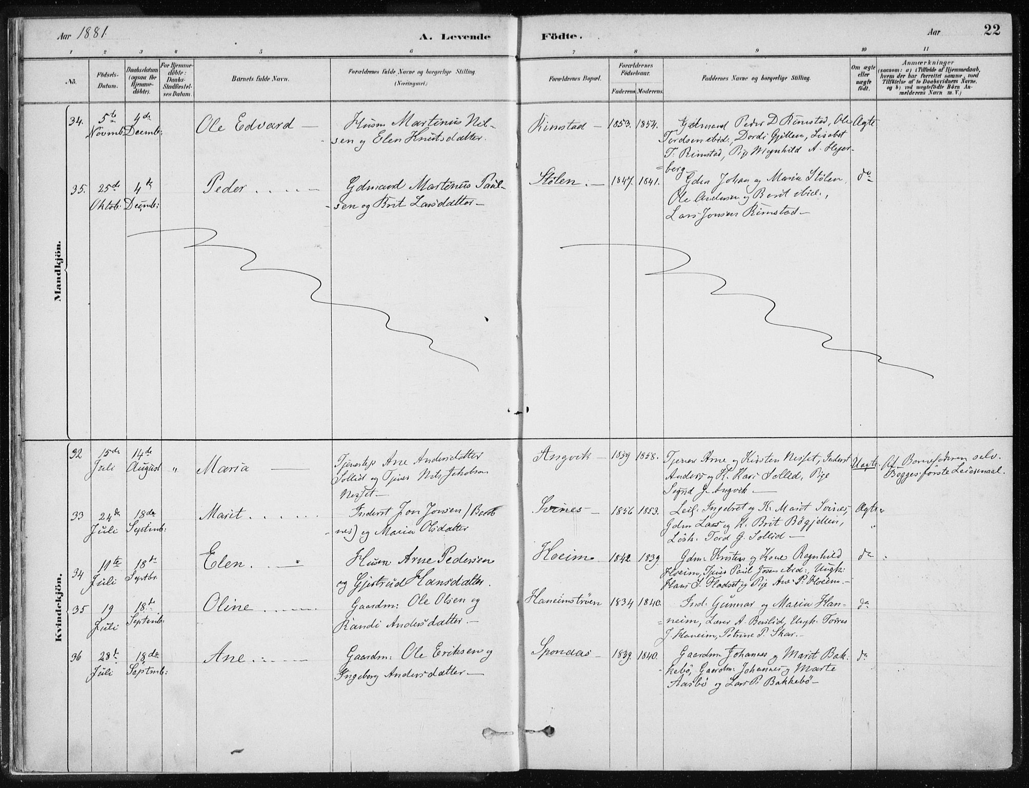 Ministerialprotokoller, klokkerbøker og fødselsregistre - Møre og Romsdal, AV/SAT-A-1454/586/L0987: Ministerialbok nr. 586A13, 1879-1892, s. 22