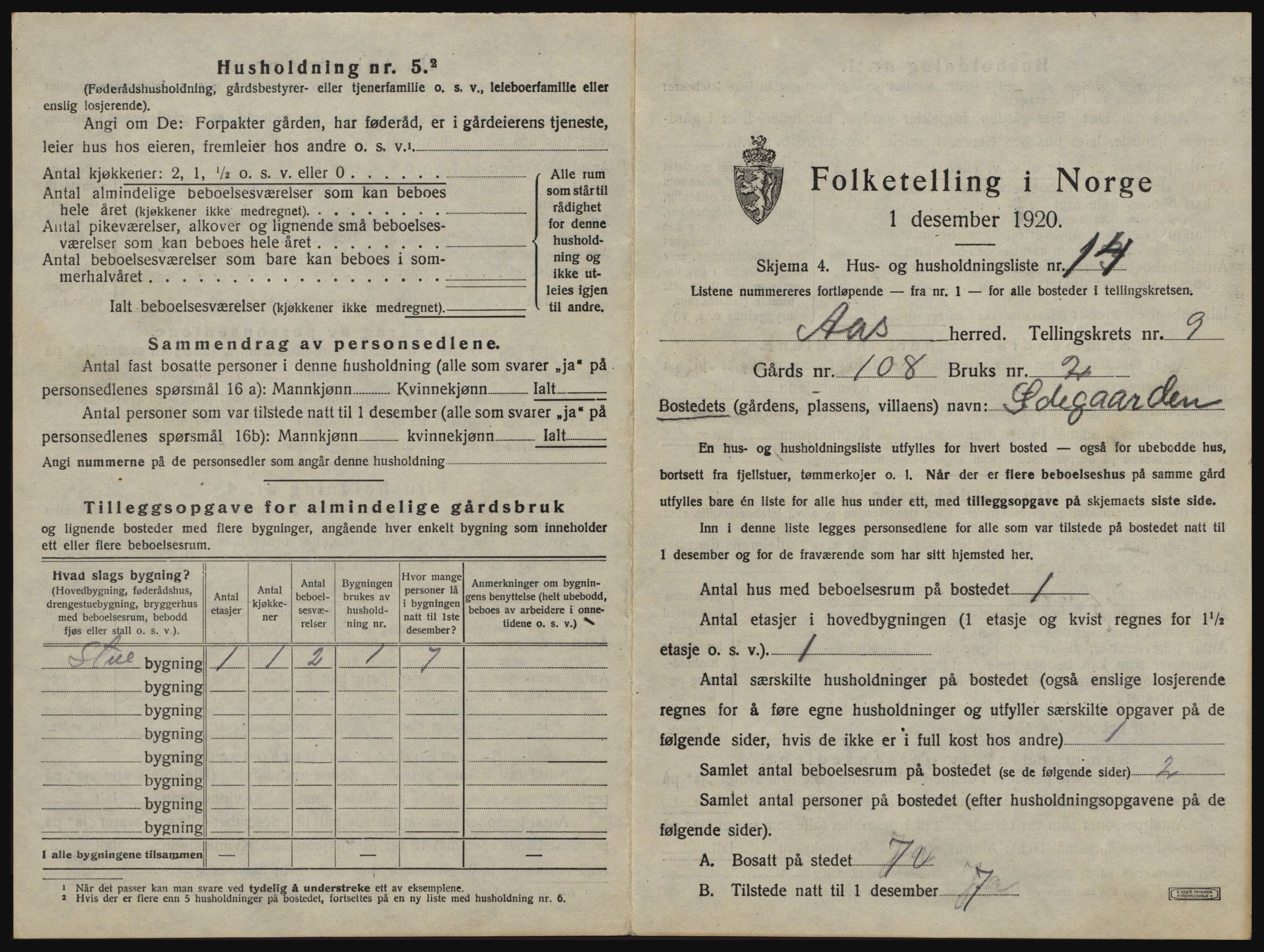 SAO, Folketelling 1920 for 0214 Ås herred, 1920, s. 1114