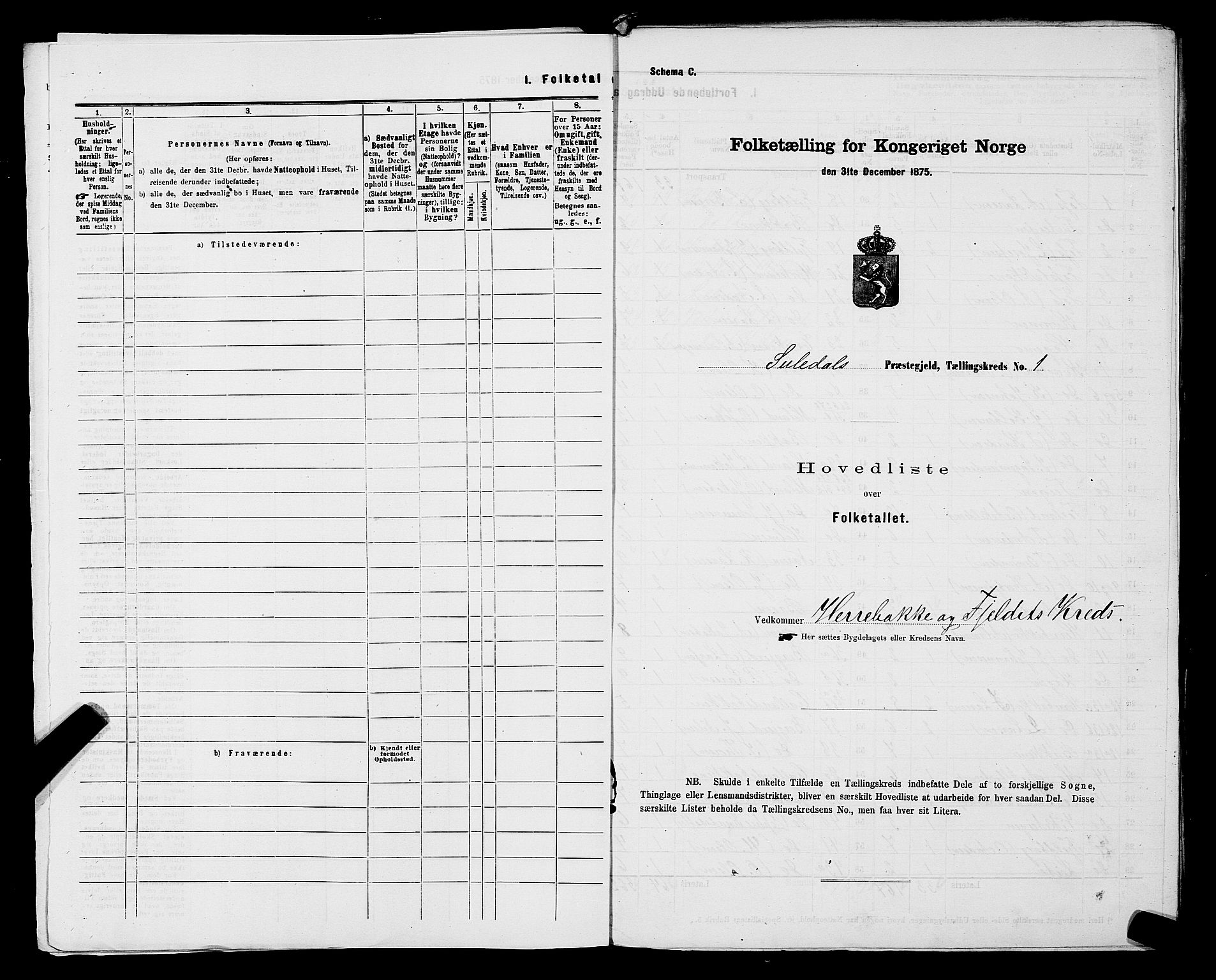 SAST, Folketelling 1875 for 1134P Suldal prestegjeld, 1875, s. 6