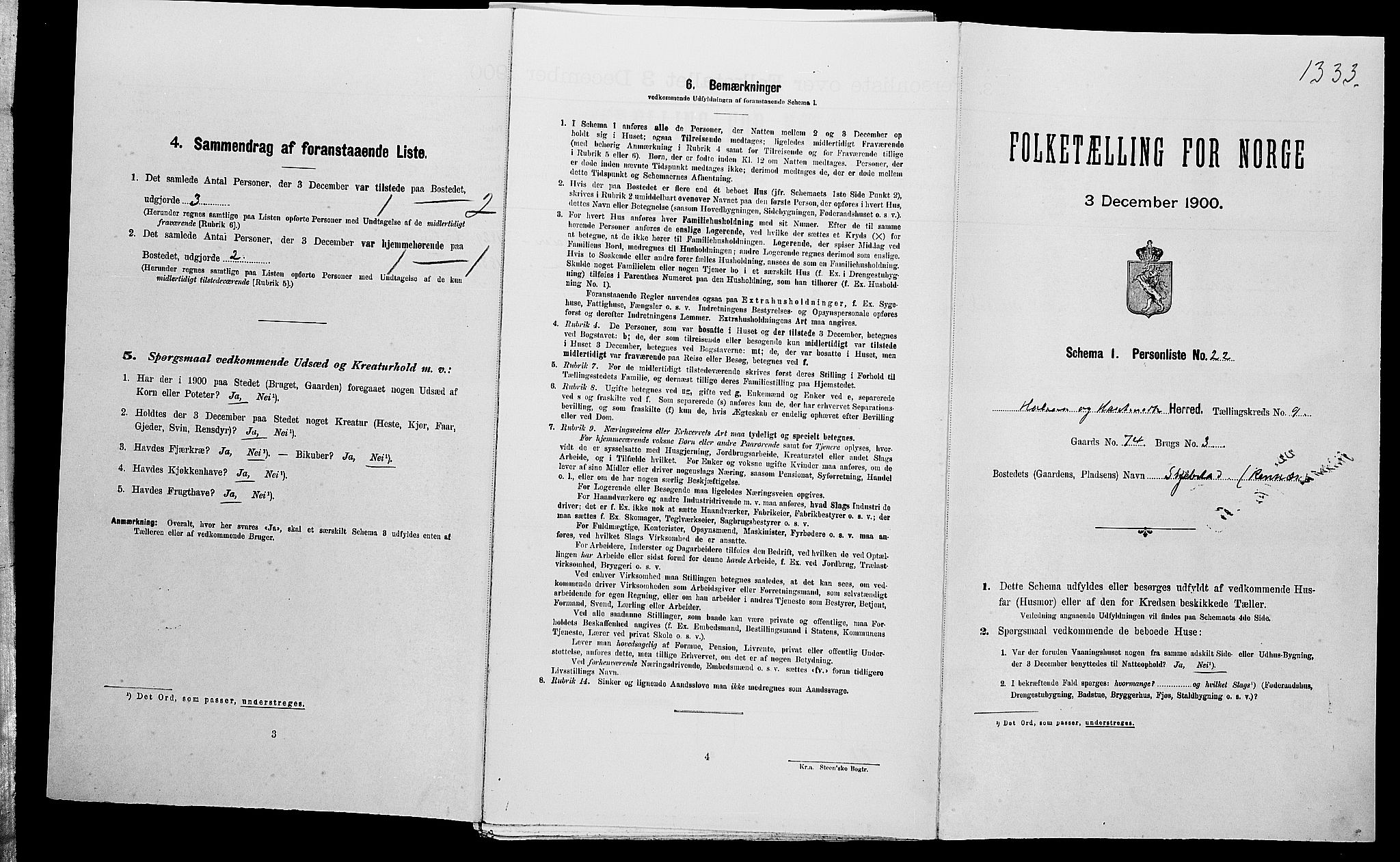 SAK, Folketelling 1900 for 1019 Halse og Harkmark herred, 1900, s. 1072