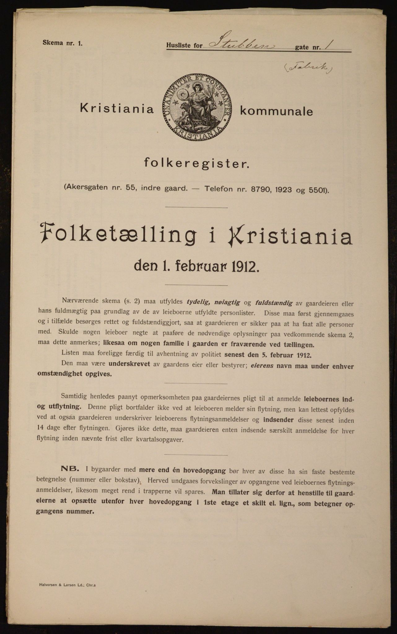 OBA, Kommunal folketelling 1.2.1912 for Kristiania, 1912, s. 104450