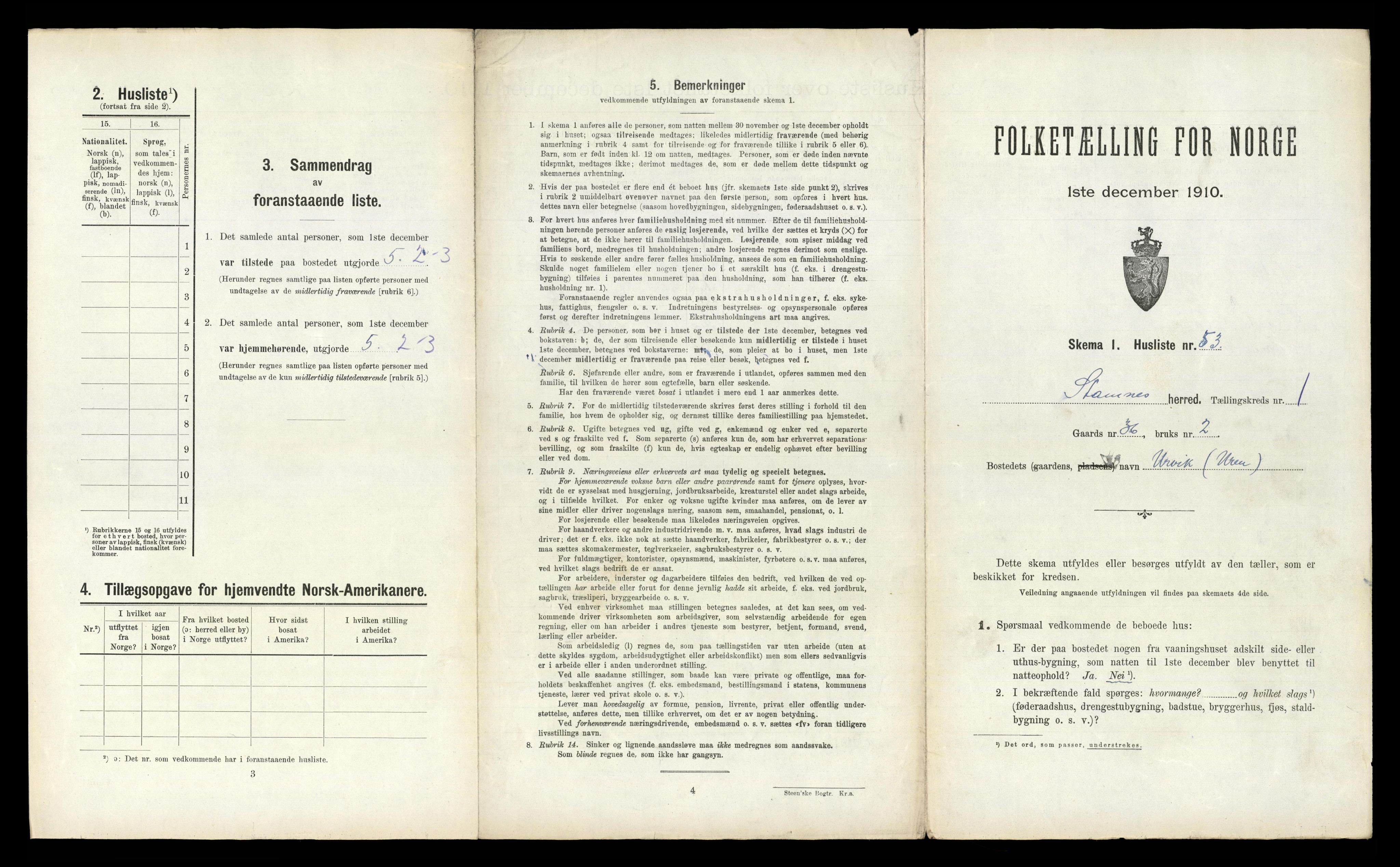 RA, Folketelling 1910 for 1821 Stamnes herred, 1910, s. 142