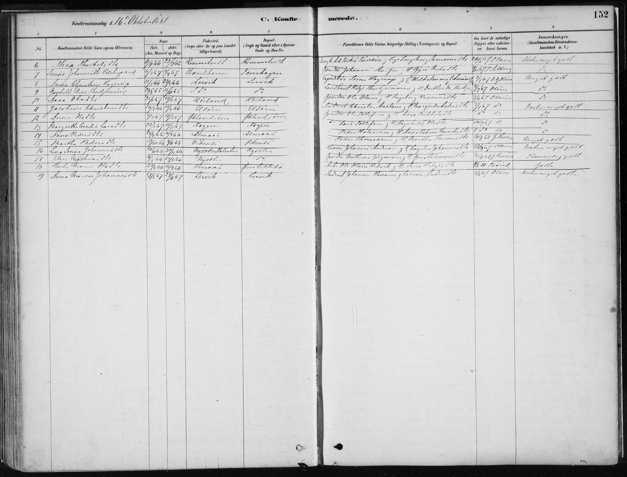 Stord sokneprestembete, SAB/A-78201/H/Haa: Ministerialbok nr. B 2, 1878-1913, s. 152