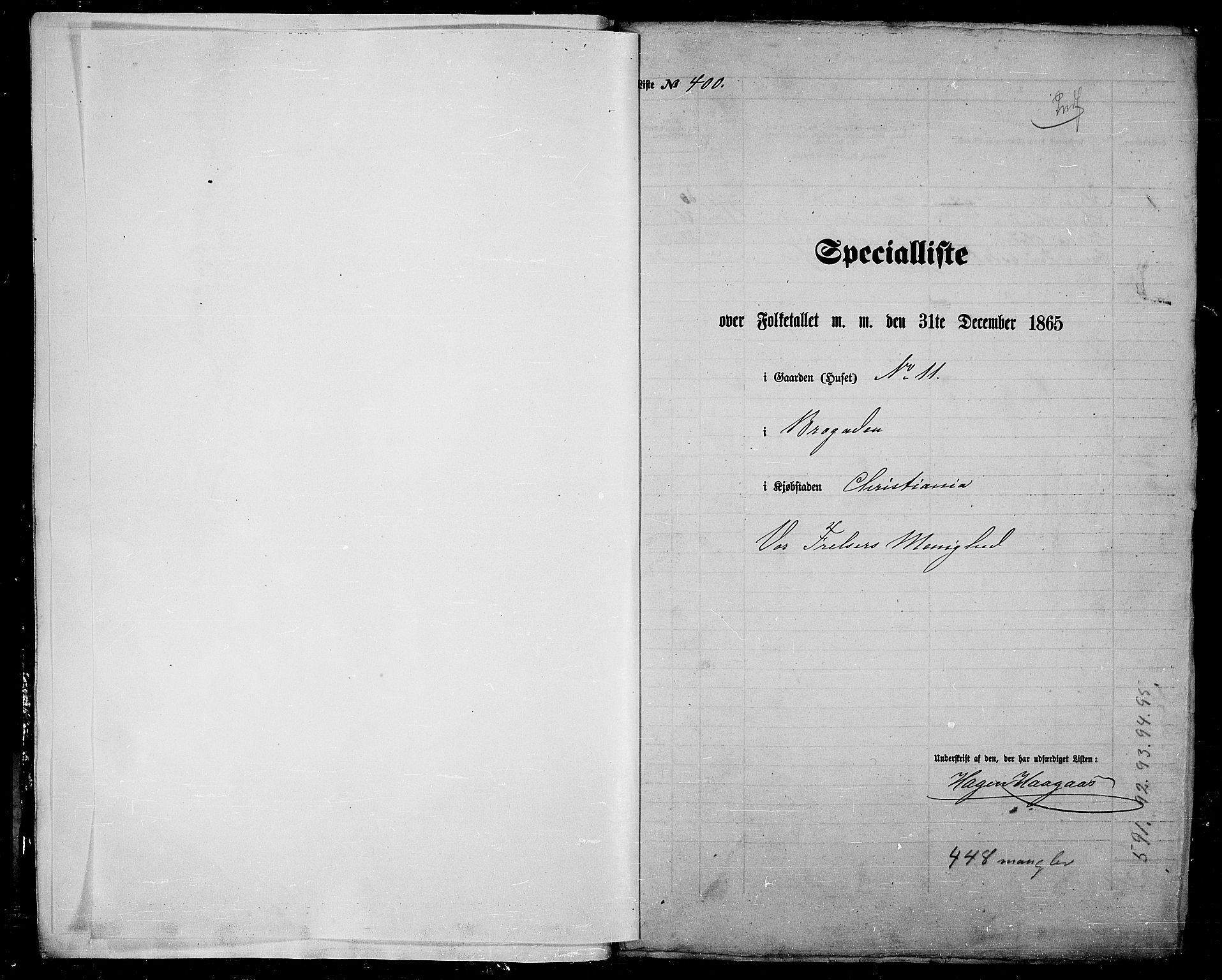 RA, Folketelling 1865 for 0301 Kristiania kjøpstad, 1865, s. 1124