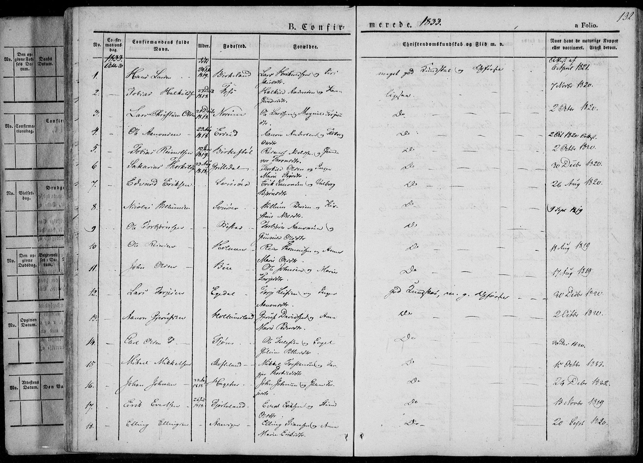 Sør-Audnedal sokneprestkontor, SAK/1111-0039/F/Fa/Fab/L0006: Ministerialbok nr. A 6, 1829-1855, s. 132