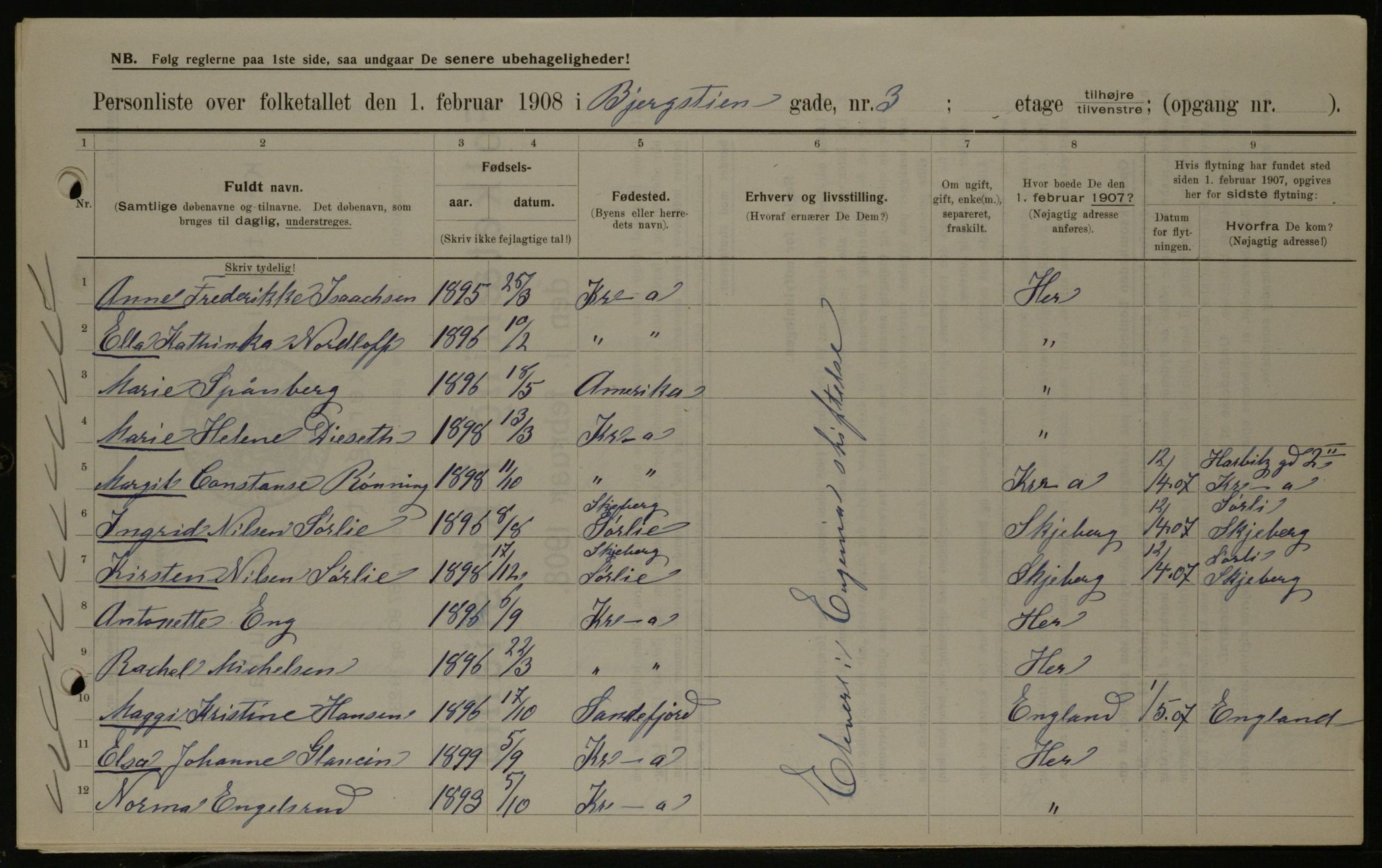 OBA, Kommunal folketelling 1.2.1908 for Kristiania kjøpstad, 1908, s. 4333