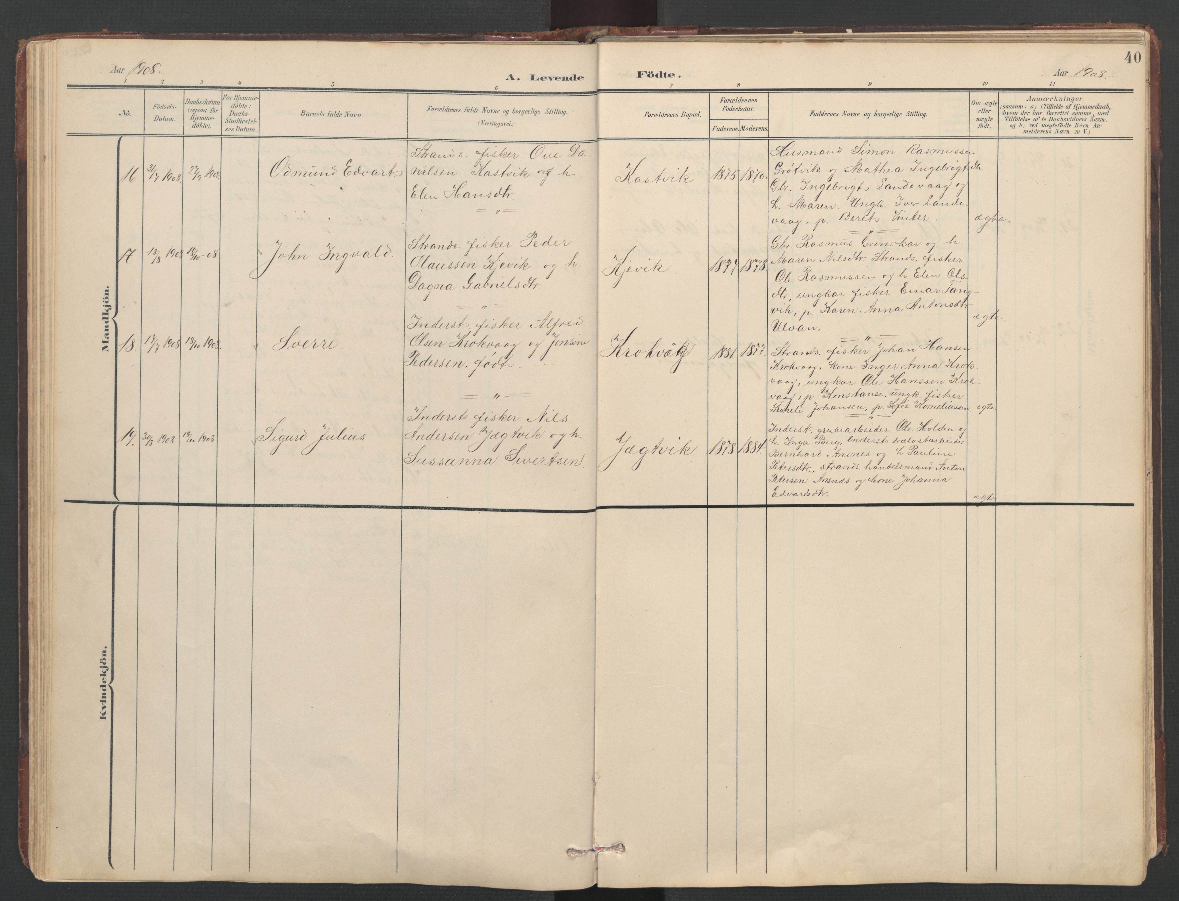 Ministerialprotokoller, klokkerbøker og fødselsregistre - Sør-Trøndelag, AV/SAT-A-1456/638/L0571: Klokkerbok nr. 638C03, 1901-1930, s. 40