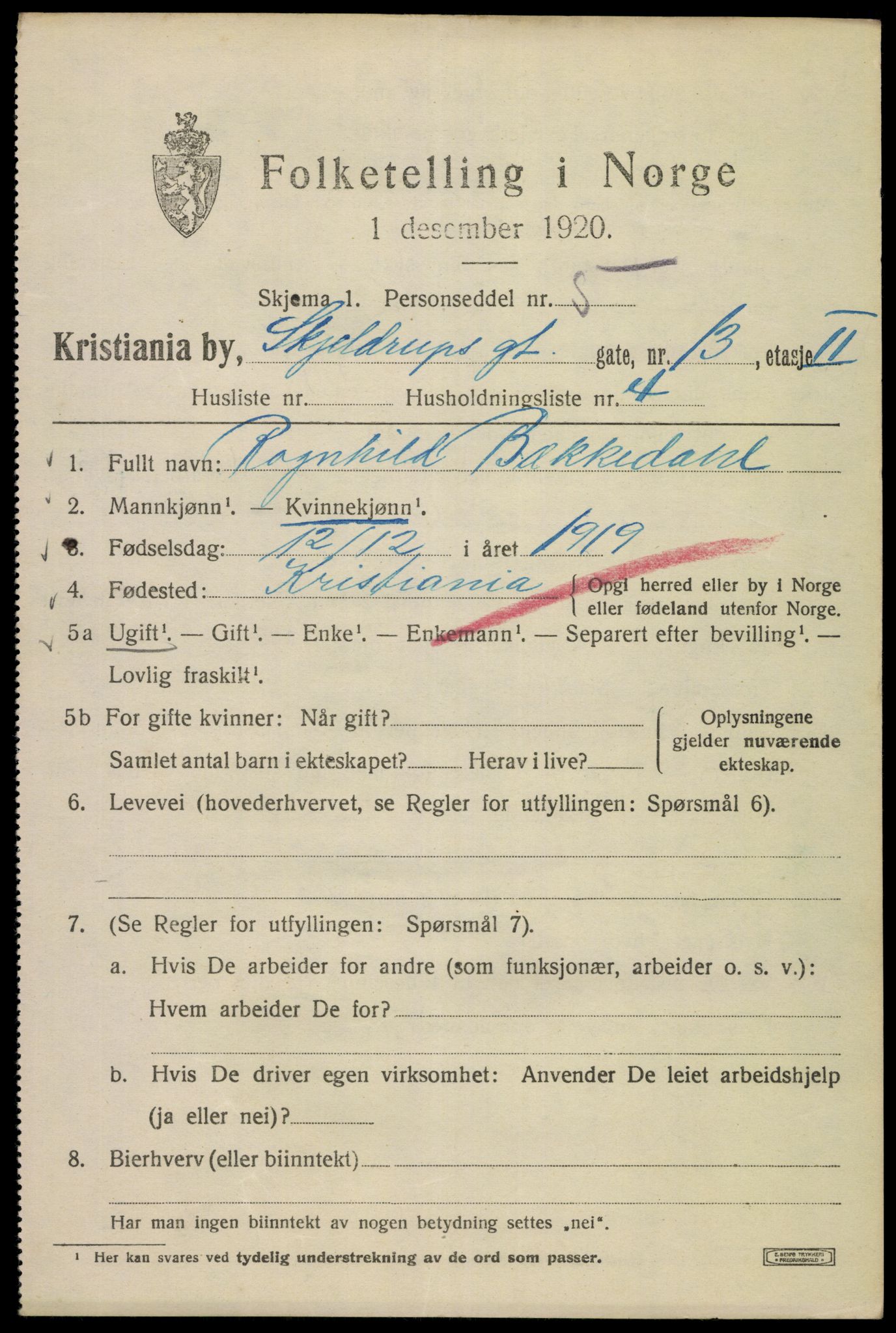 SAO, Folketelling 1920 for 0301 Kristiania kjøpstad, 1920, s. 512973