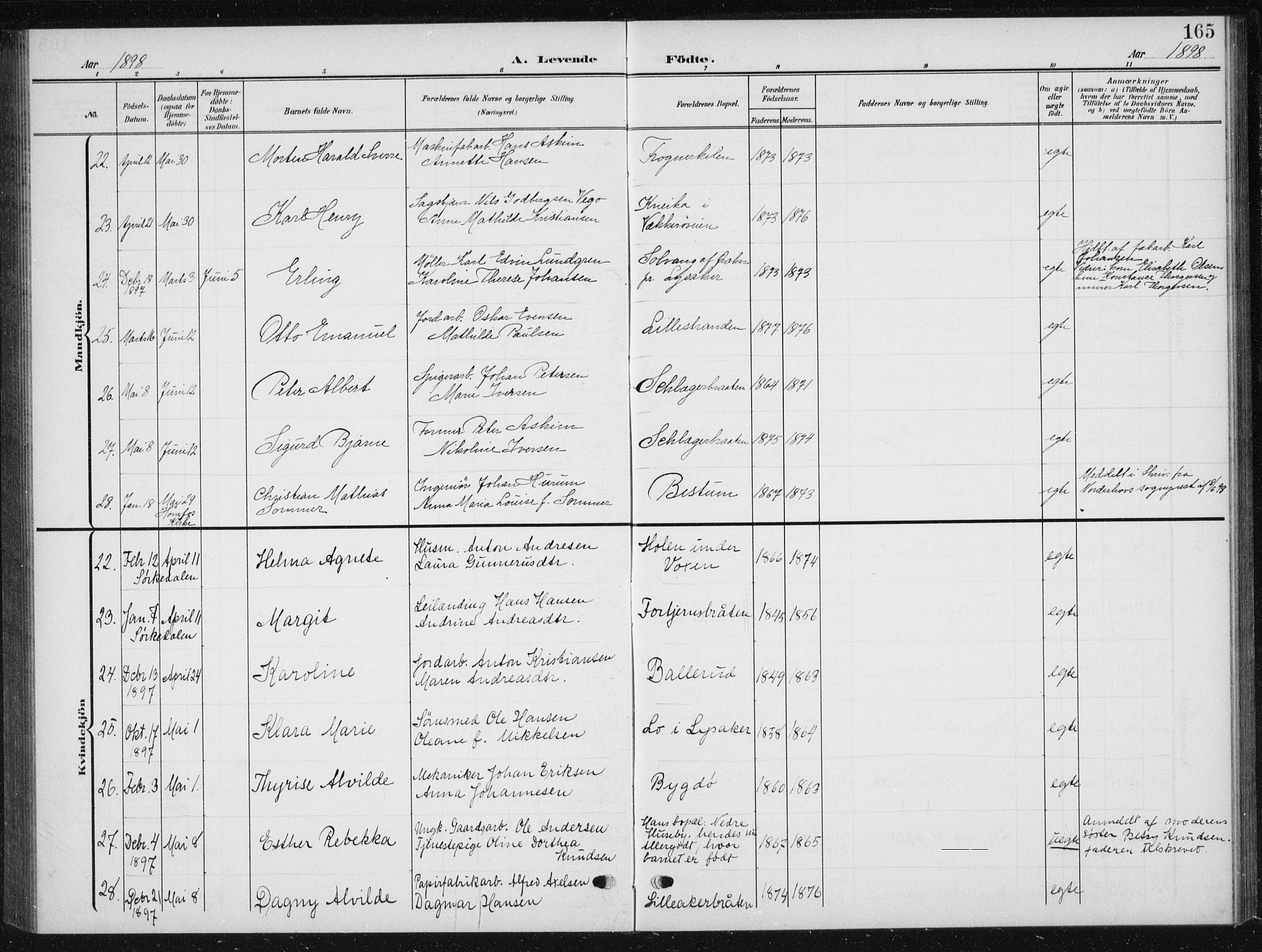 Vestre Aker prestekontor Kirkebøker, AV/SAO-A-10025/F/Fb/L0001: Ministerialbok nr. II 1, 1880-1906, s. 165