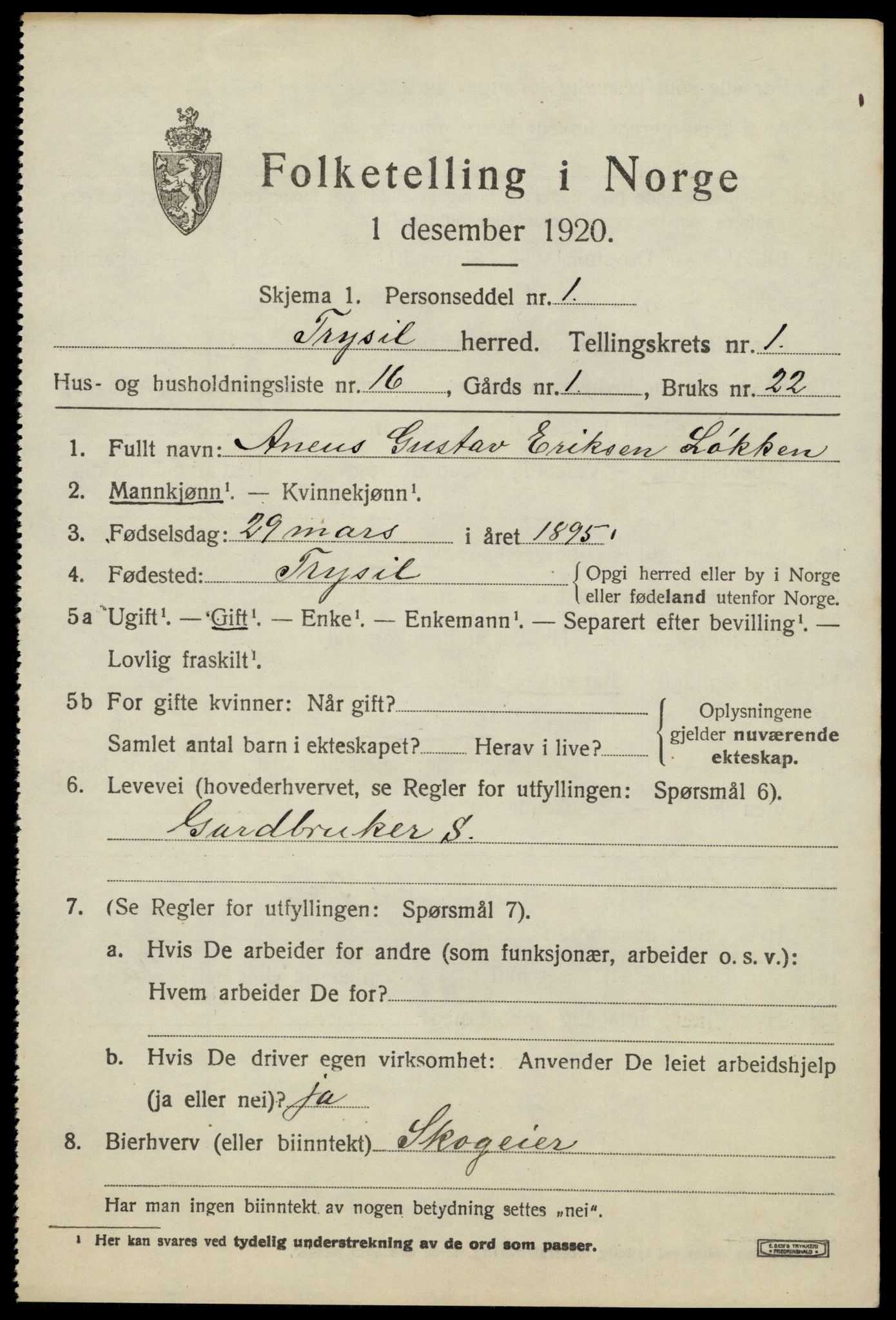 SAH, Folketelling 1920 for 0428 Trysil herred, 1920, s. 2741