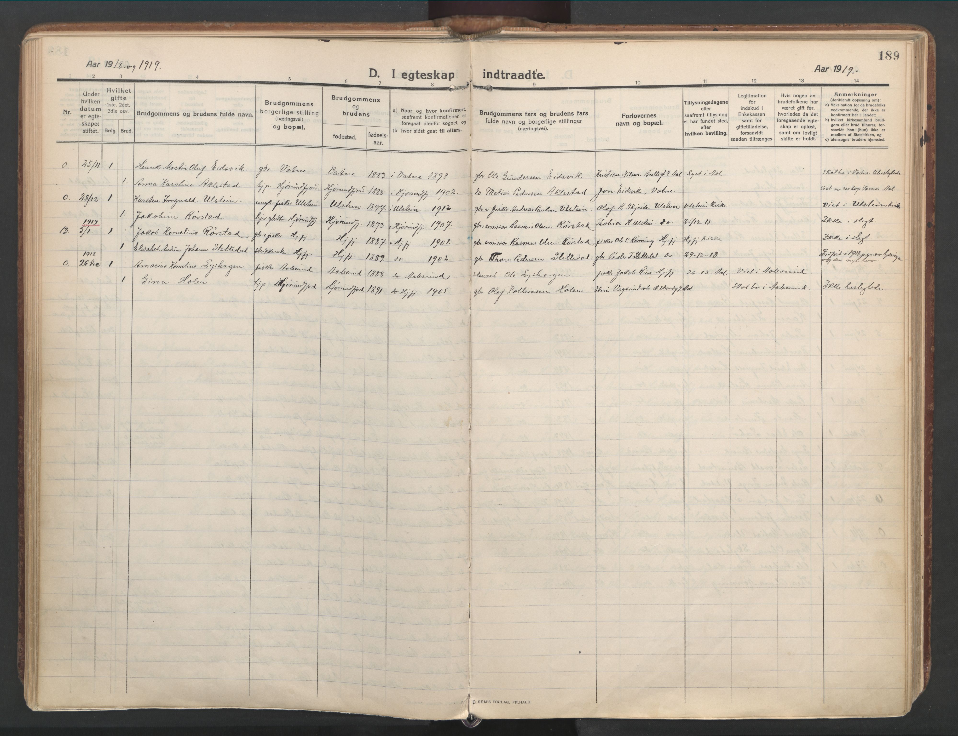 Ministerialprotokoller, klokkerbøker og fødselsregistre - Møre og Romsdal, SAT/A-1454/515/L0212: Ministerialbok nr. 515A08, 1911-1935, s. 189