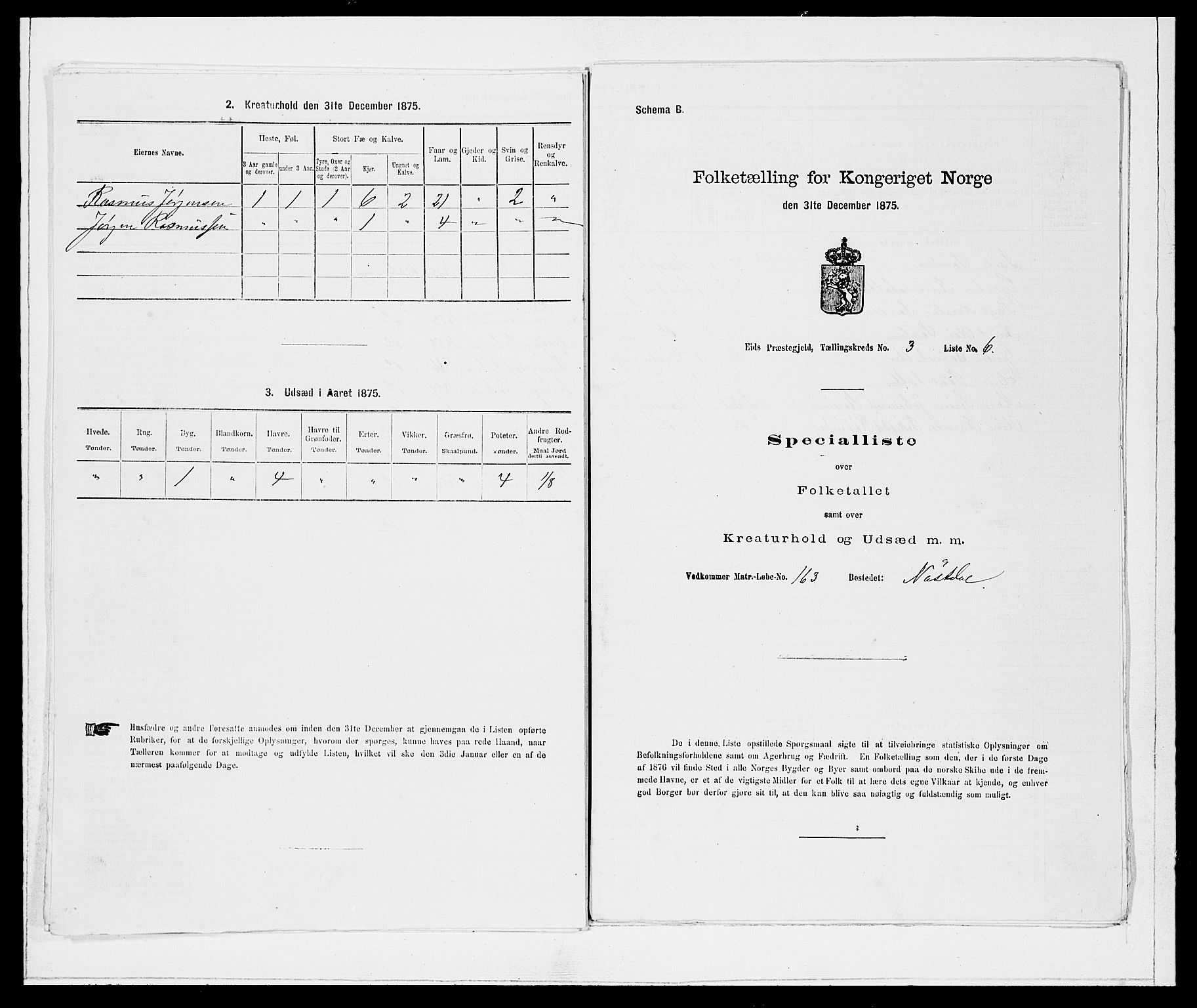 SAB, Folketelling 1875 for 1443P Eid prestegjeld, 1875, s. 240