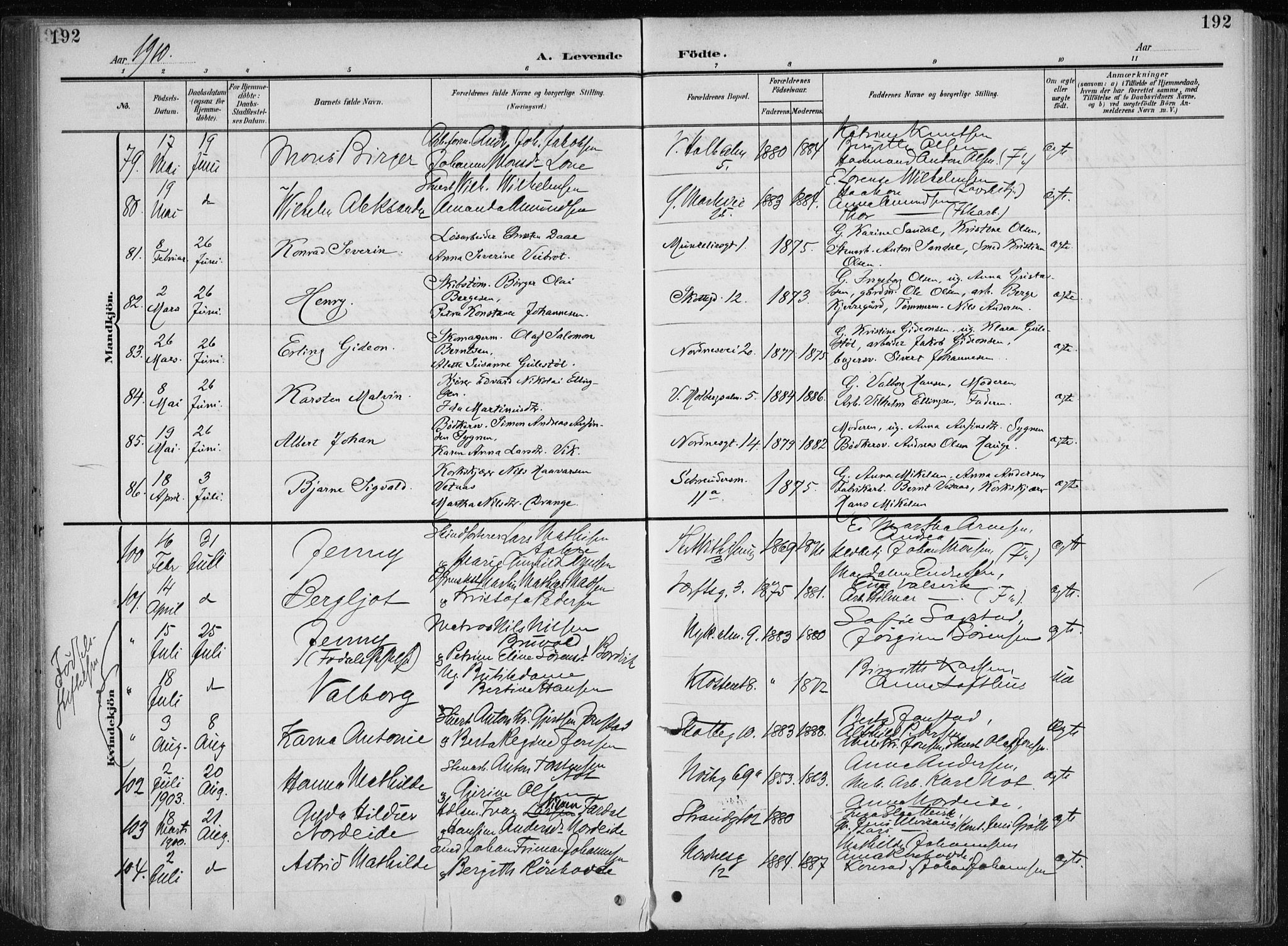 Nykirken Sokneprestembete, AV/SAB-A-77101/H/Haa/L0019: Ministerialbok nr. B 7, 1904-1916, s. 192