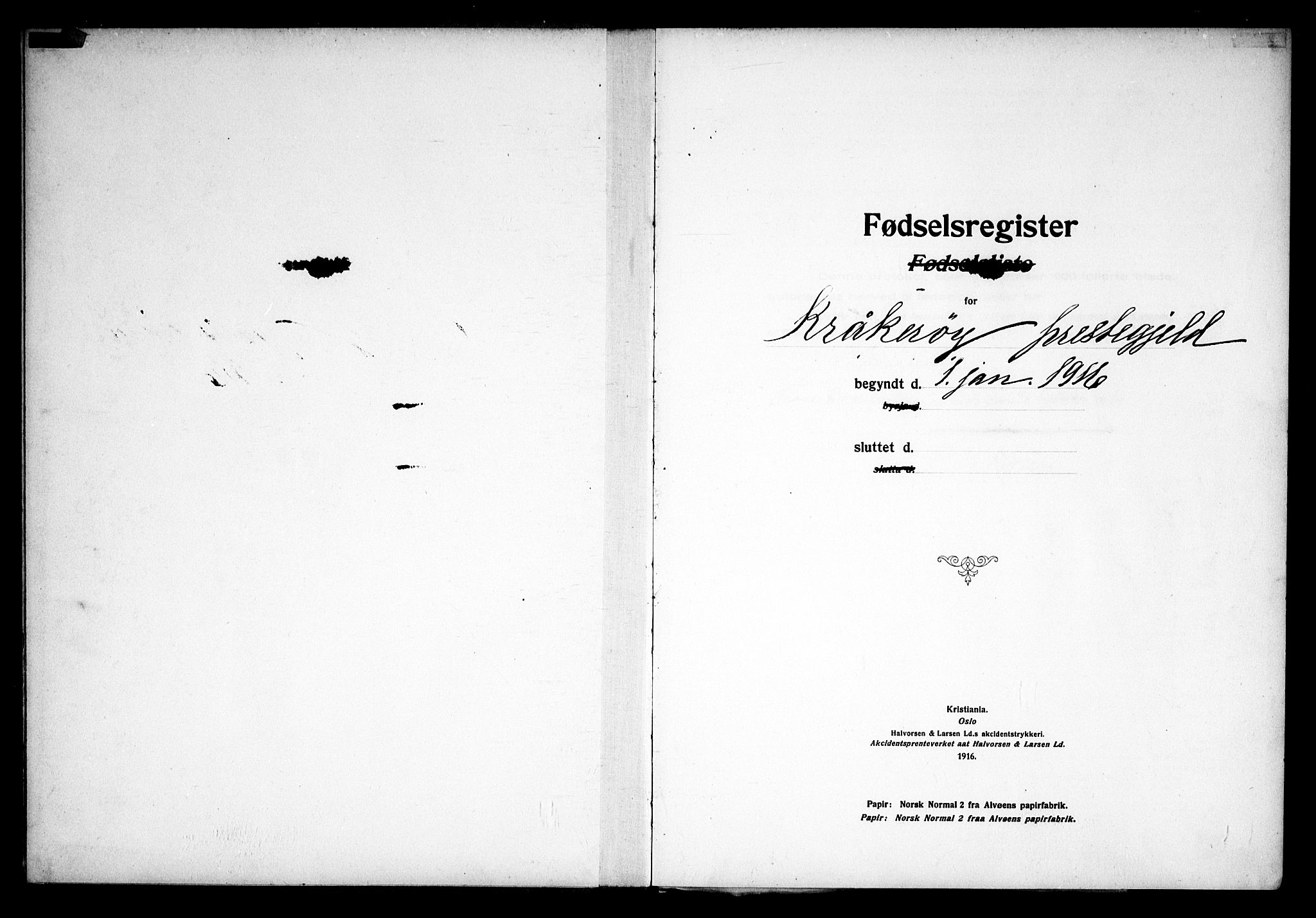 Kråkerøy prestekontor Kirkebøker, AV/SAO-A-10912/J/Ja/L0001: Fødselsregister nr. 1, 1916-1938