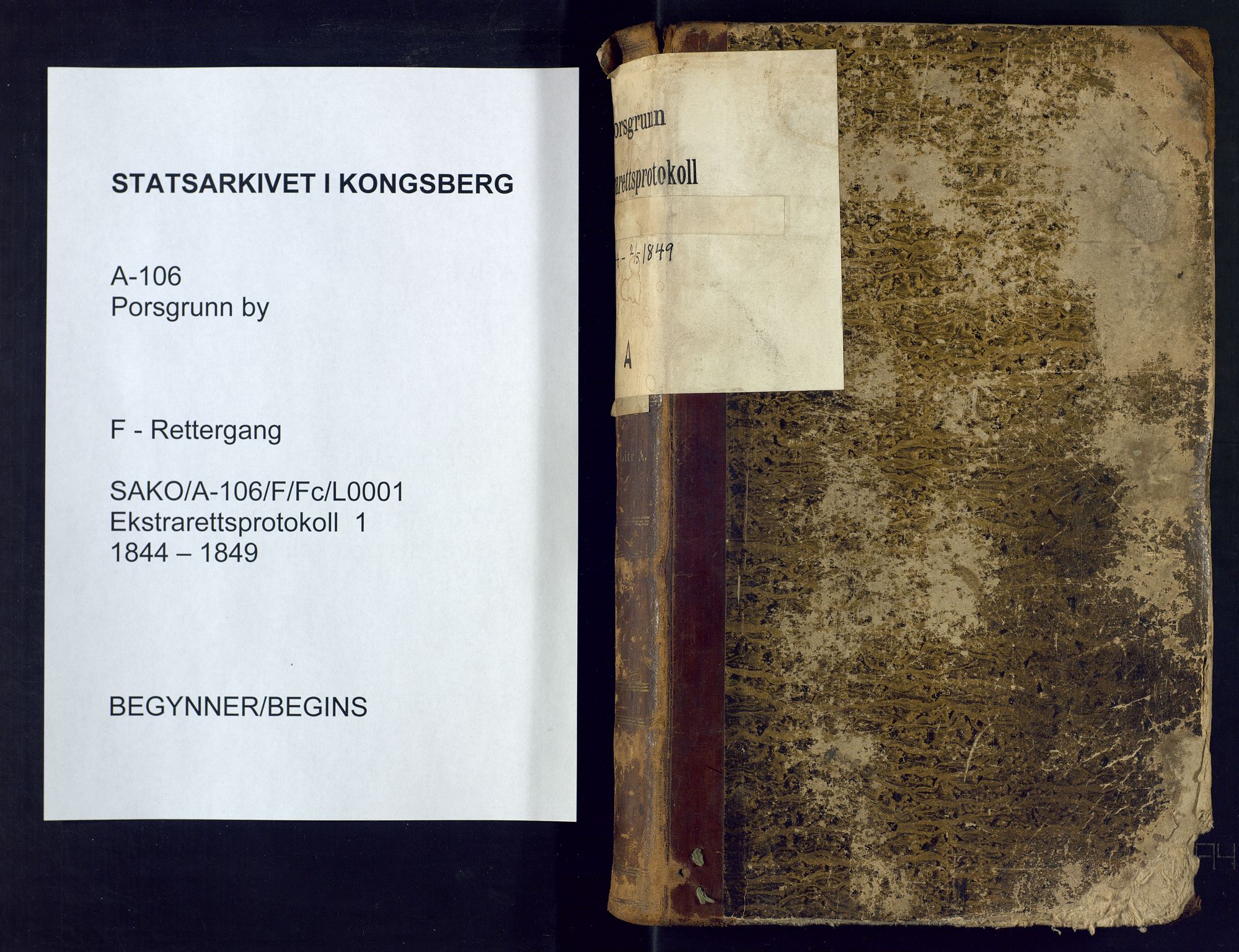 Porsgrunn byfogd, SAKO/A-106/F/Fc/L0001: Ekstrarettsprotokoll - A, 1844-1849