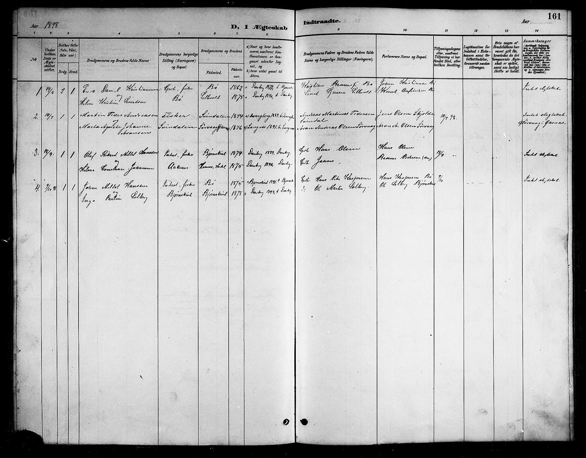 Ministerialprotokoller, klokkerbøker og fødselsregistre - Nordland, AV/SAT-A-1459/898/L1427: Klokkerbok nr. 898C02, 1887-1917, s. 161
