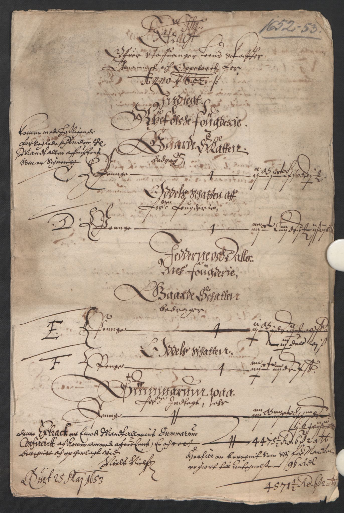 Rentekammeret inntil 1814, Reviderte regnskaper, Lensregnskaper, RA/EA-5023/R/Rb/Rbs/L0034: Stavanger len, 1651-1653