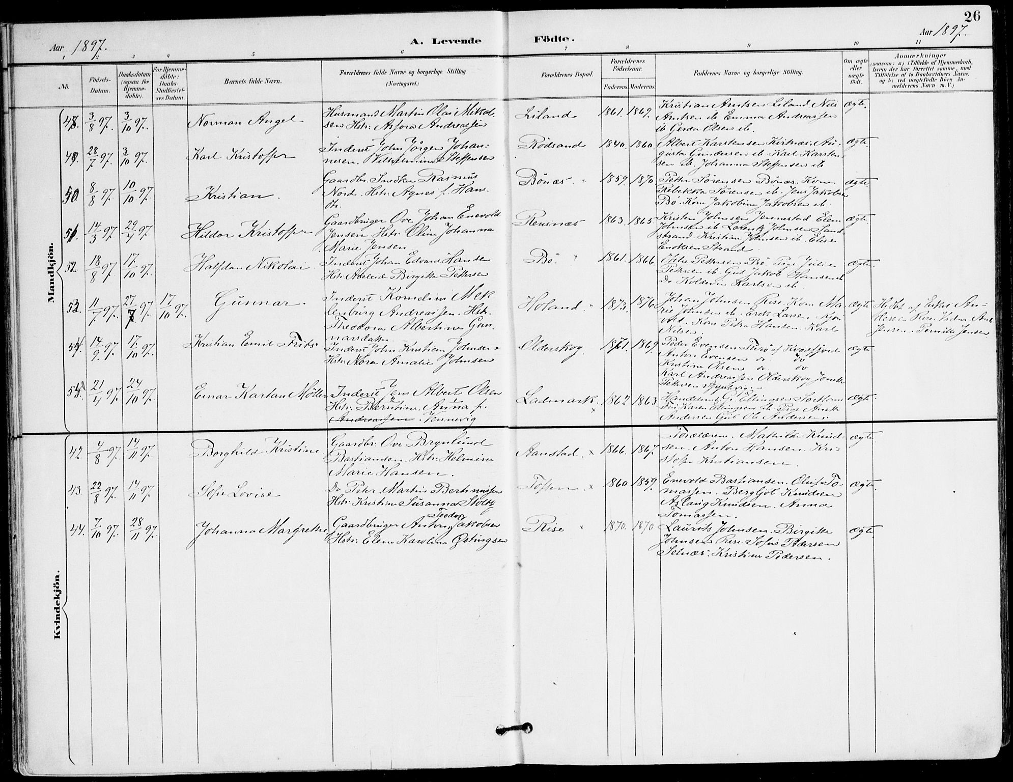 Ministerialprotokoller, klokkerbøker og fødselsregistre - Nordland, AV/SAT-A-1459/895/L1372: Ministerialbok nr. 895A07, 1894-1914, s. 26