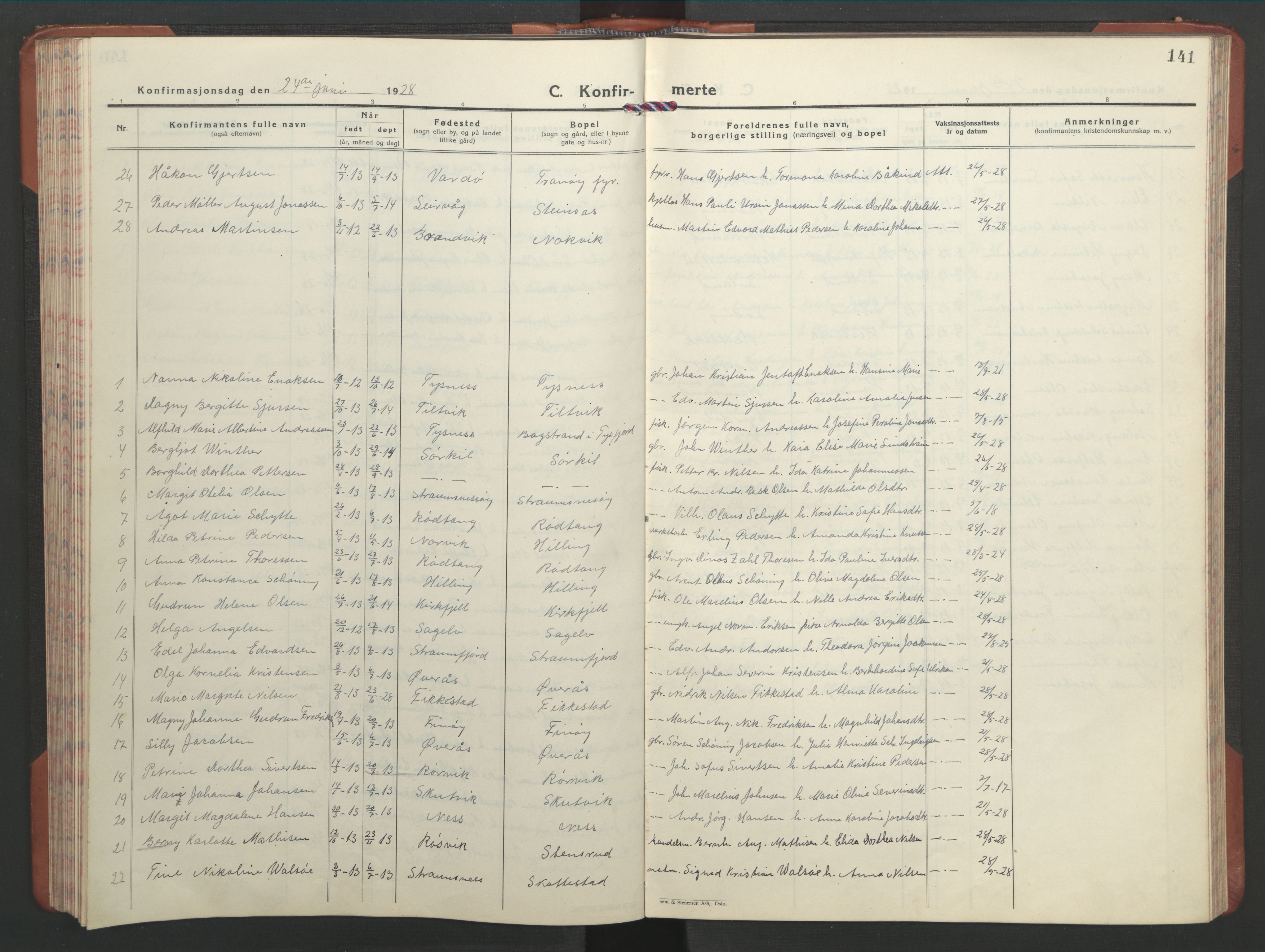 Ministerialprotokoller, klokkerbøker og fødselsregistre - Nordland, AV/SAT-A-1459/859/L0862: Klokkerbok nr. 859C08, 1925-1936, s. 141