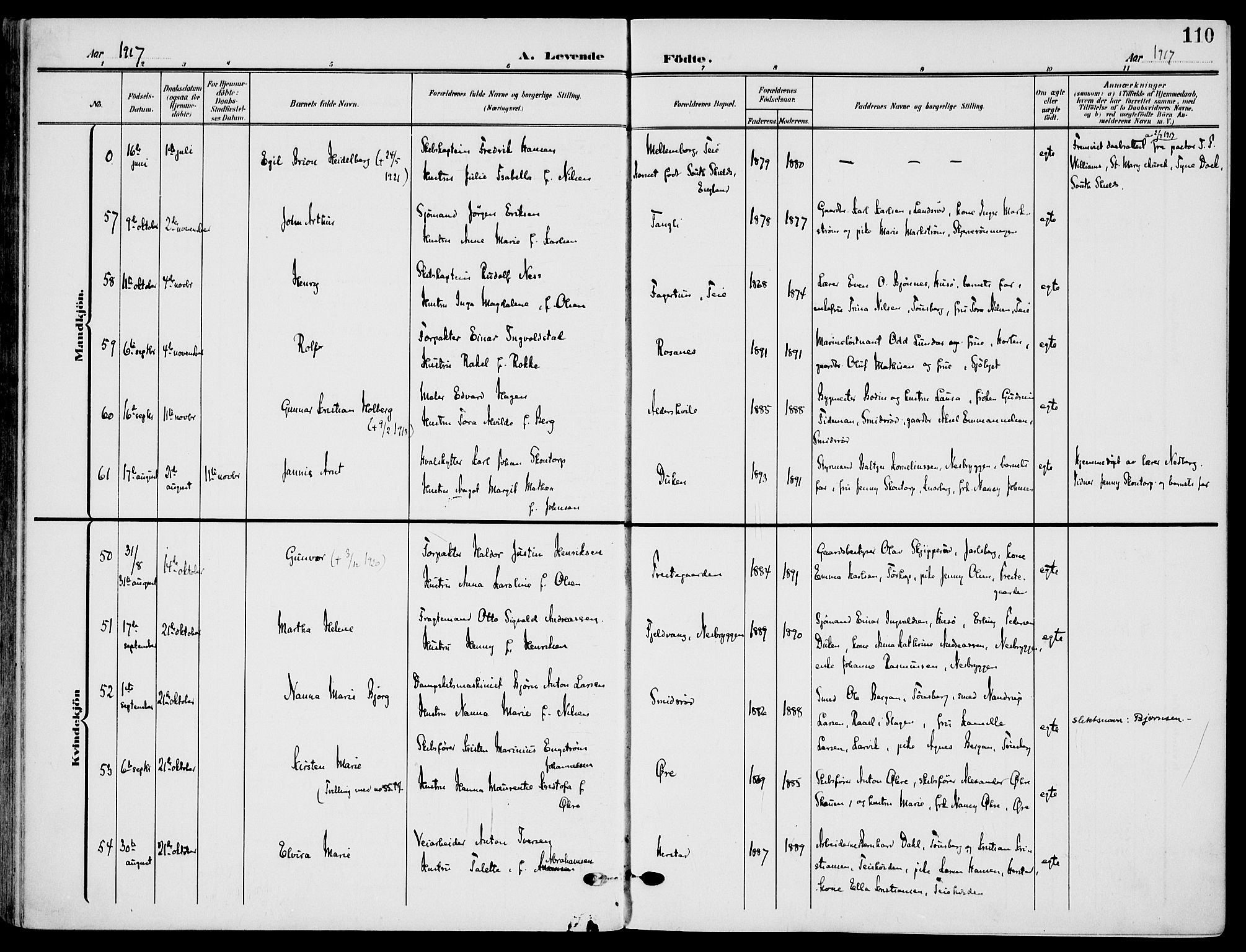 Nøtterøy kirkebøker, AV/SAKO-A-354/F/Fa/L0010: Ministerialbok nr. I 10, 1908-1919, s. 110