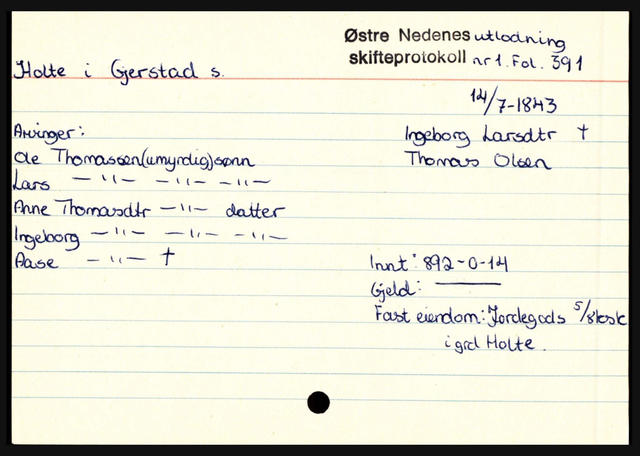 Holt sorenskriveri, AV/SAK-1221-0002/H, s. 693