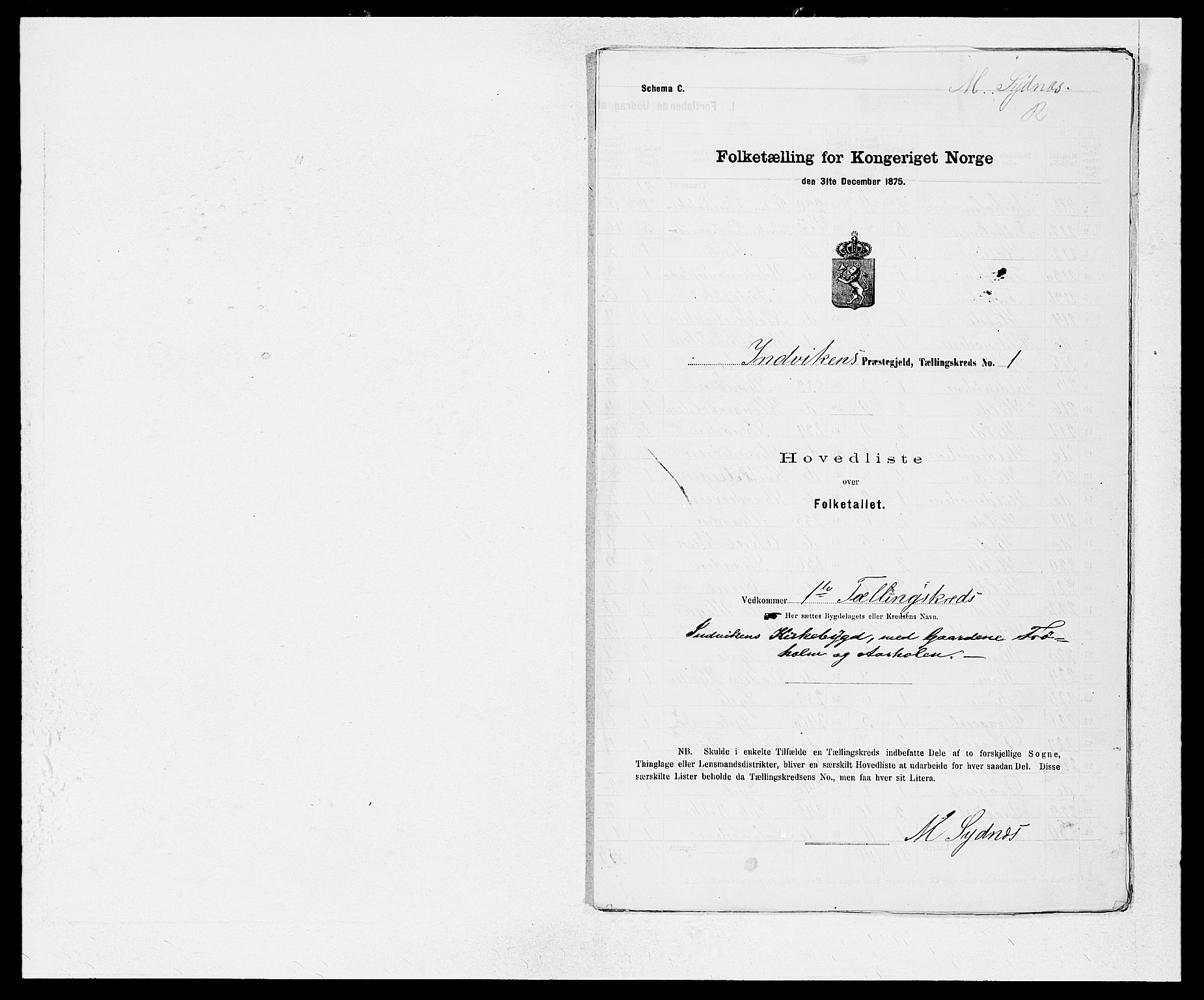 SAB, Folketelling 1875 for 1447P Innvik prestegjeld, 1875, s. 2