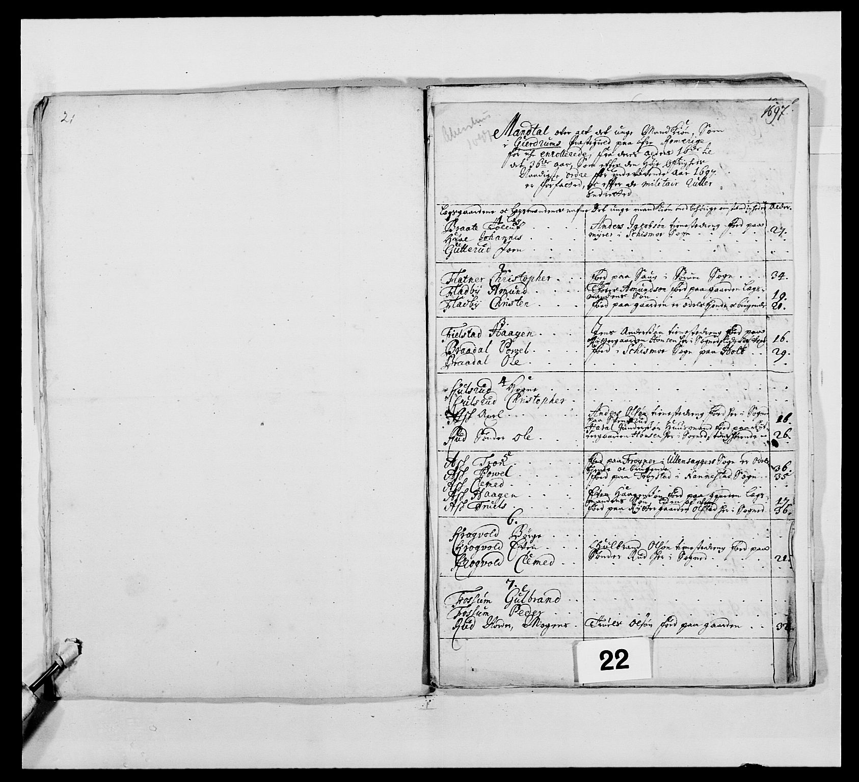 Kommanderende general (KG I) med Det norske krigsdirektorium, AV/RA-EA-5419/E/Ea/L0485: Akershusiske regiment, 1697-1706, s. 200