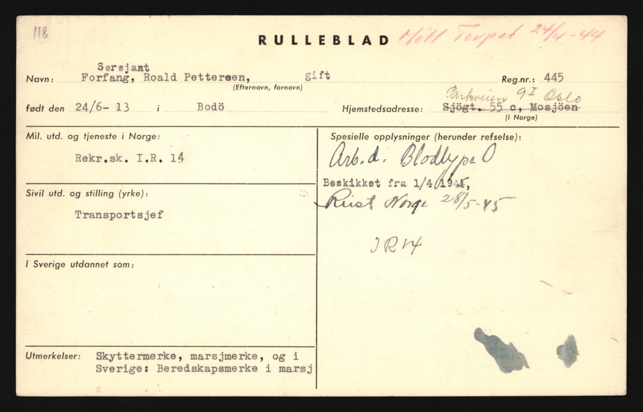 Forsvaret, Sør-Hålogaland landforsvar, AV/RA-RAFA-2552/P/Pa/L0302: Personellmapper for slettet personell, yrkesbefal og vernepliktig befal, født 1913-1916, 1932-1976, s. 47