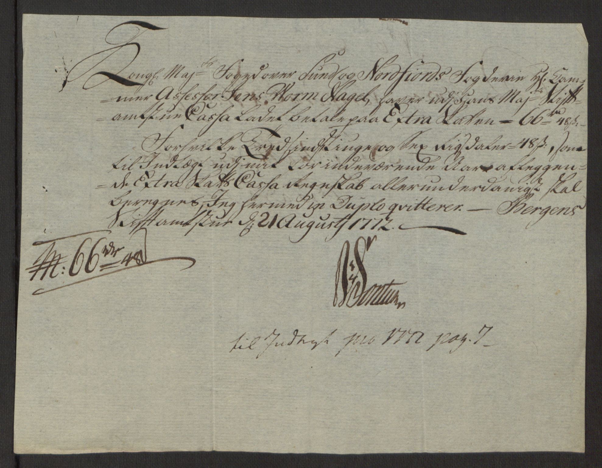 Rentekammeret inntil 1814, Reviderte regnskaper, Fogderegnskap, AV/RA-EA-4092/R53/L3551: Ekstraskatten Sunn- og Nordfjord, 1772, s. 39