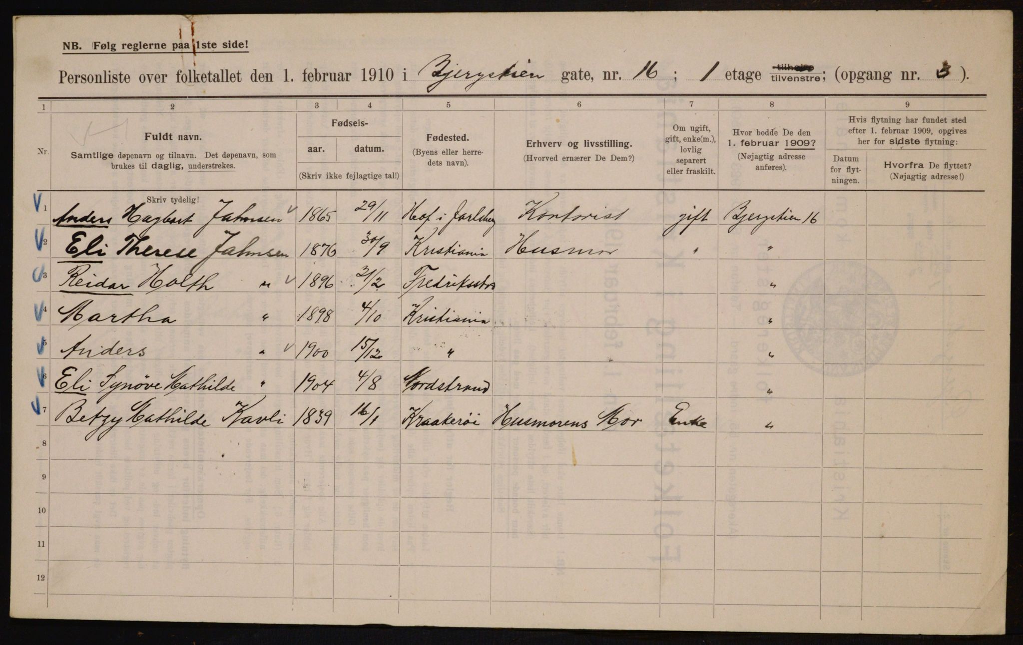 OBA, Kommunal folketelling 1.2.1910 for Kristiania, 1910, s. 4402