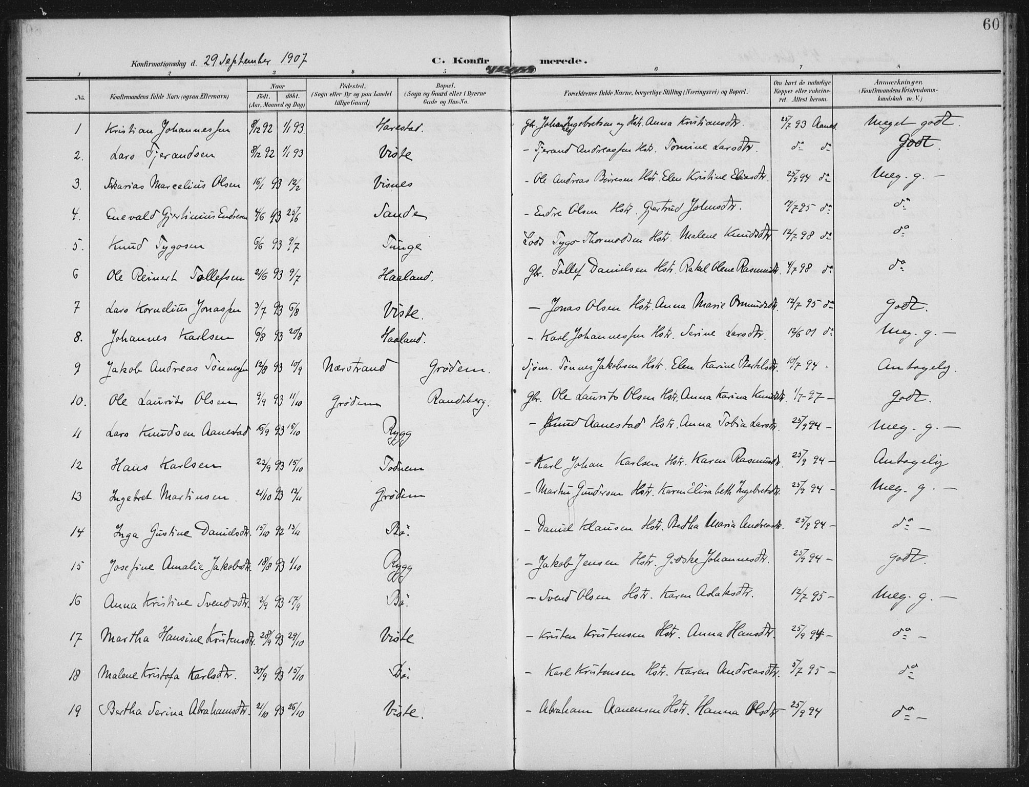 Hetland sokneprestkontor, AV/SAST-A-101826/30/30BA: Ministerialbok nr. A 14, 1905-1919, s. 60