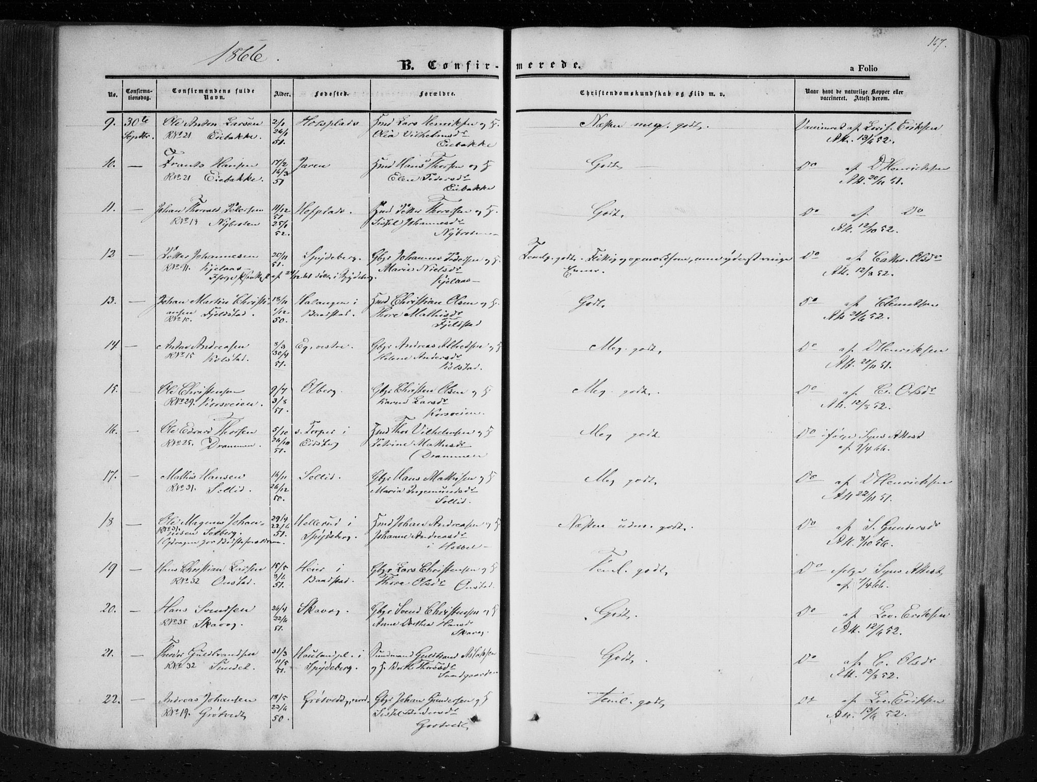 Askim prestekontor Kirkebøker, AV/SAO-A-10900/F/Fa/L0005: Ministerialbok nr. 5, 1847-1879, s. 167