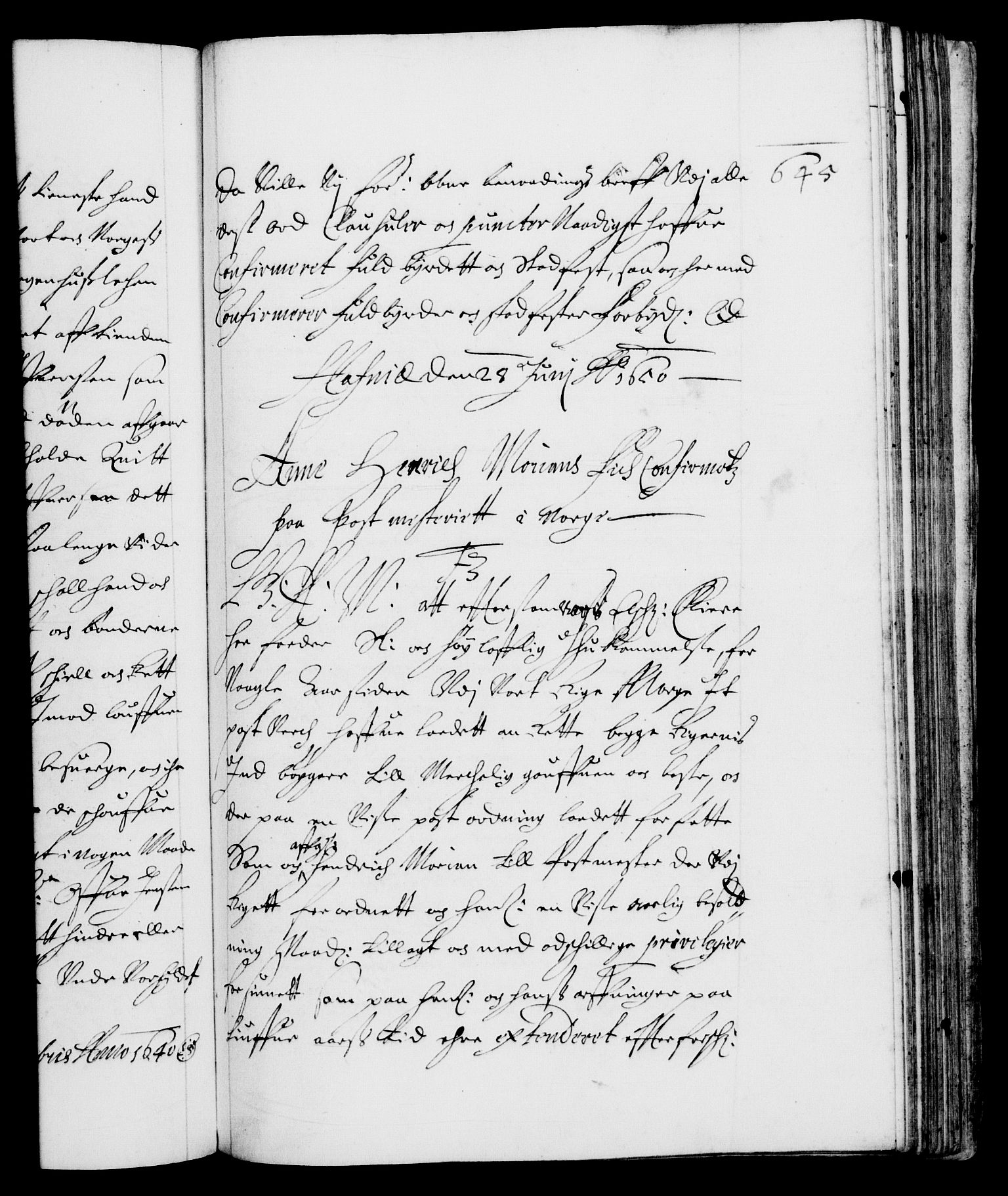 Danske Kanselli 1572-1799, RA/EA-3023/F/Fc/Fca/Fcaa/L0007: Norske registre (mikrofilm), 1648-1650, s. 645a