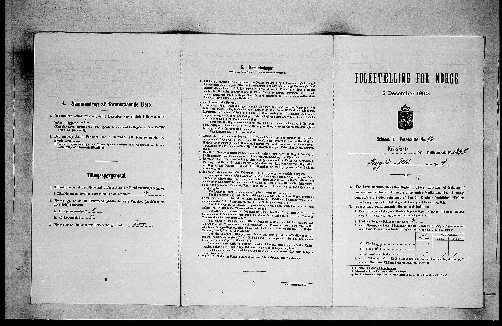 SAO, Folketelling 1900 for 0301 Kristiania kjøpstad, 1900, s. 9701