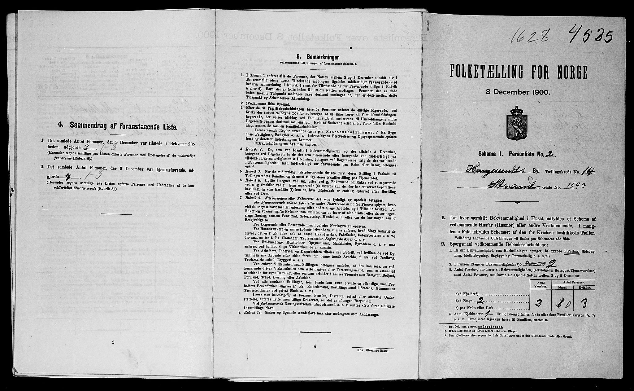 SAST, Folketelling 1900 for 1106 Haugesund kjøpstad, 1900, s. 3831