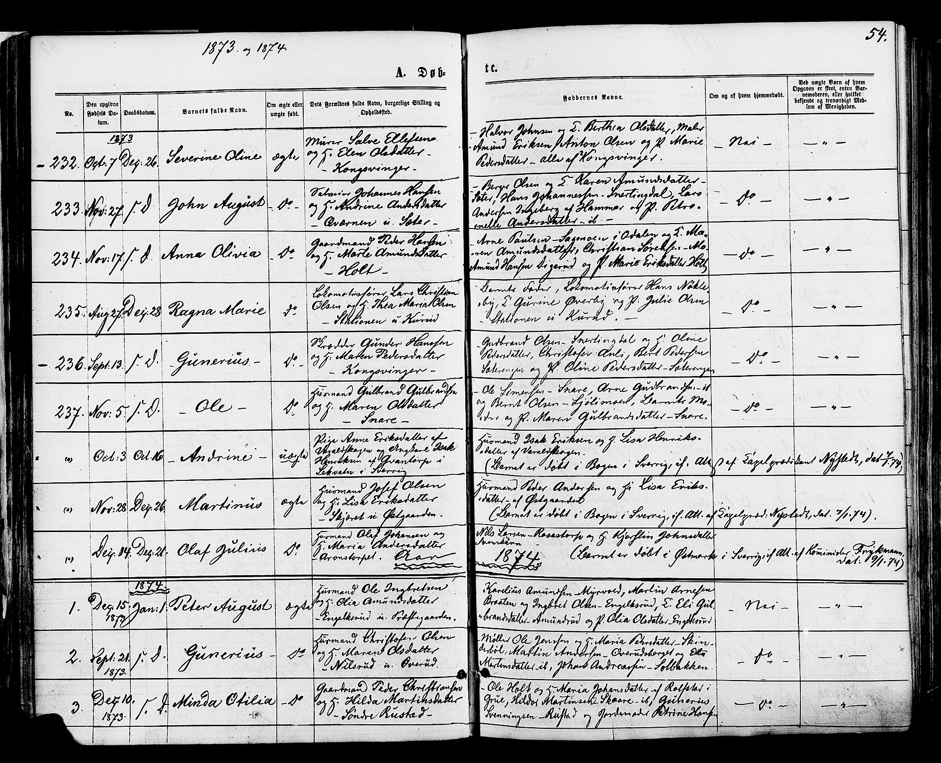 Vinger prestekontor, AV/SAH-PREST-024/H/Ha/Haa/L0012: Ministerialbok nr. 12, 1871-1880, s. 54