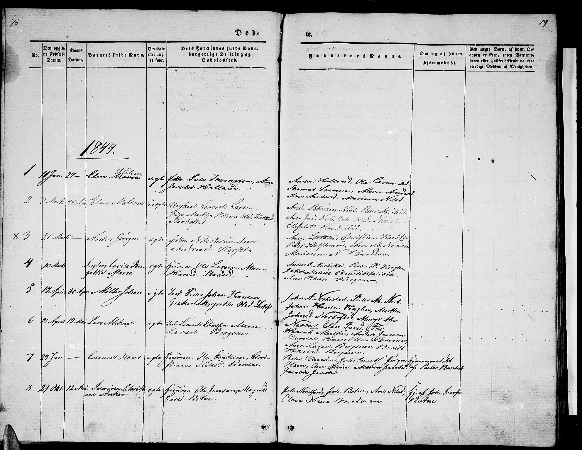 Ministerialprotokoller, klokkerbøker og fødselsregistre - Nordland, AV/SAT-A-1459/838/L0555: Klokkerbok nr. 838C02, 1842-1861, s. 18-19