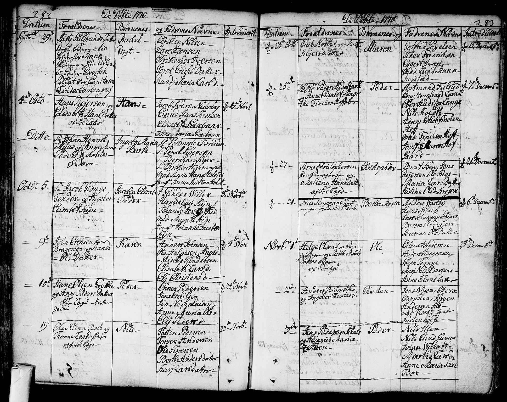 Bragernes kirkebøker, AV/SAKO-A-6/F/Fa/L0005: Ministerialbok nr. I 5, 1759-1781, s. 282-283