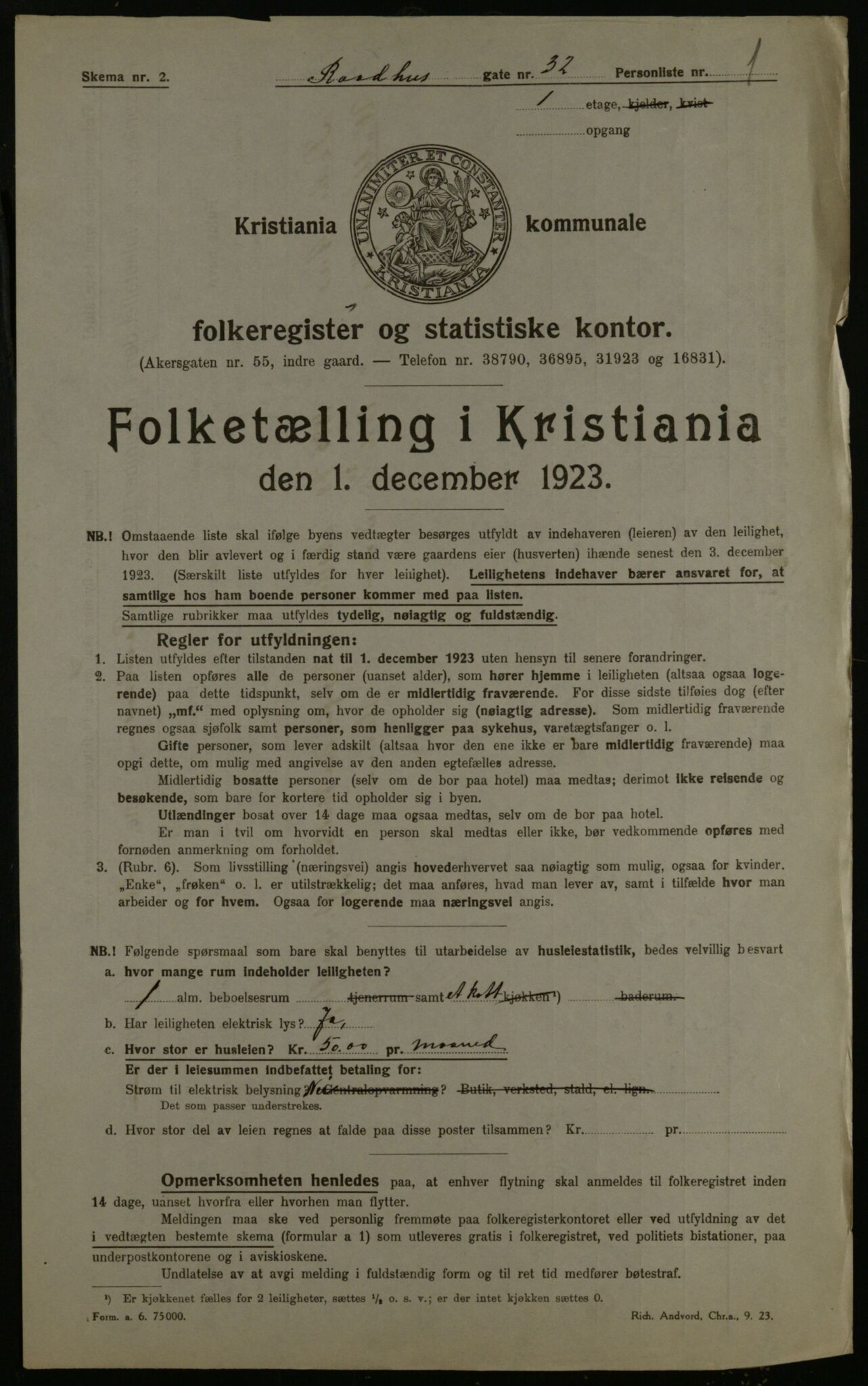 OBA, Kommunal folketelling 1.12.1923 for Kristiania, 1923, s. 95535