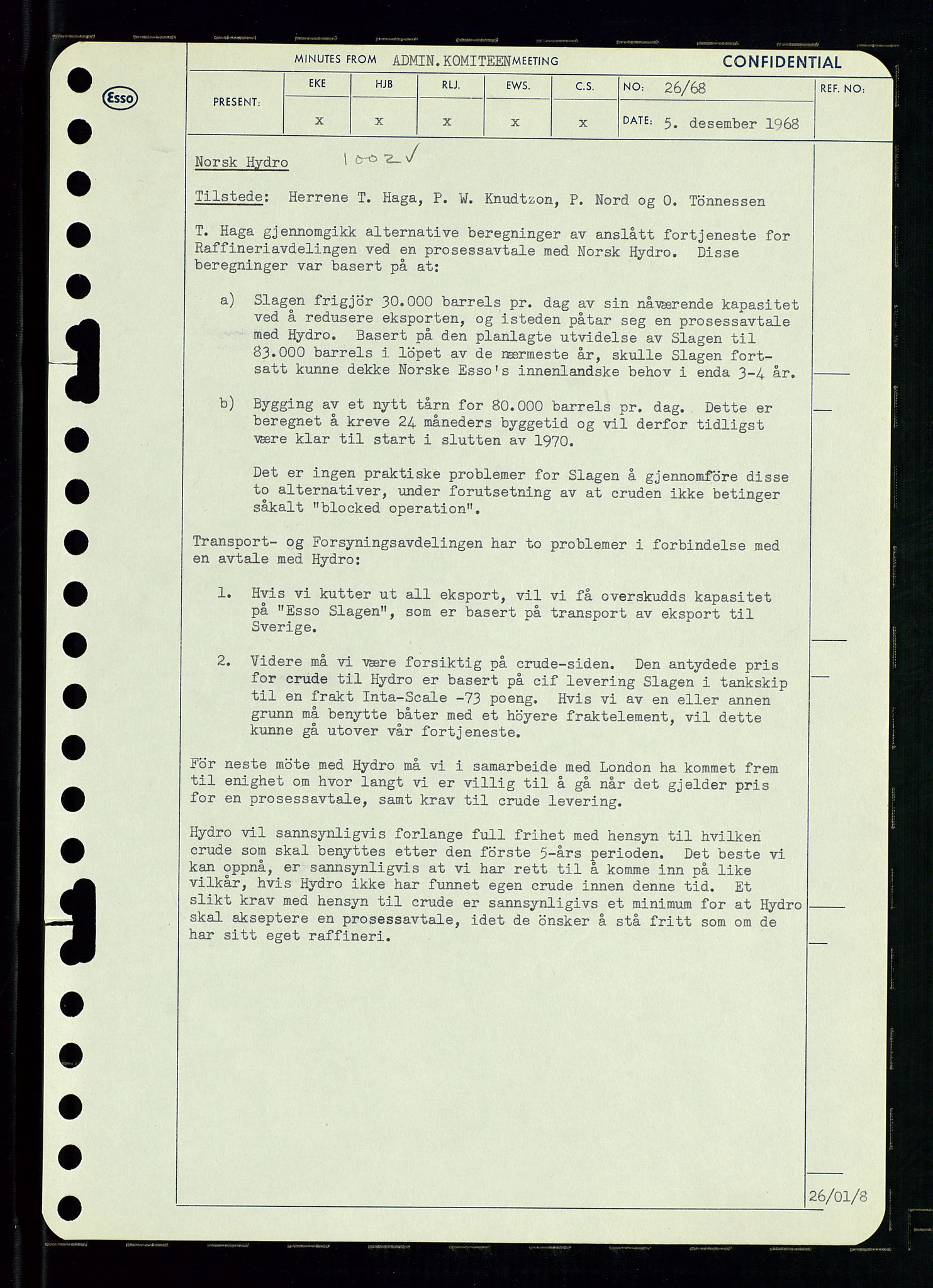 Pa 0982 - Esso Norge A/S, AV/SAST-A-100448/A/Aa/L0002/0004: Den administrerende direksjon Board minutes (styrereferater) / Den administrerende direksjon Board minutes (styrereferater), 1968, s. 111