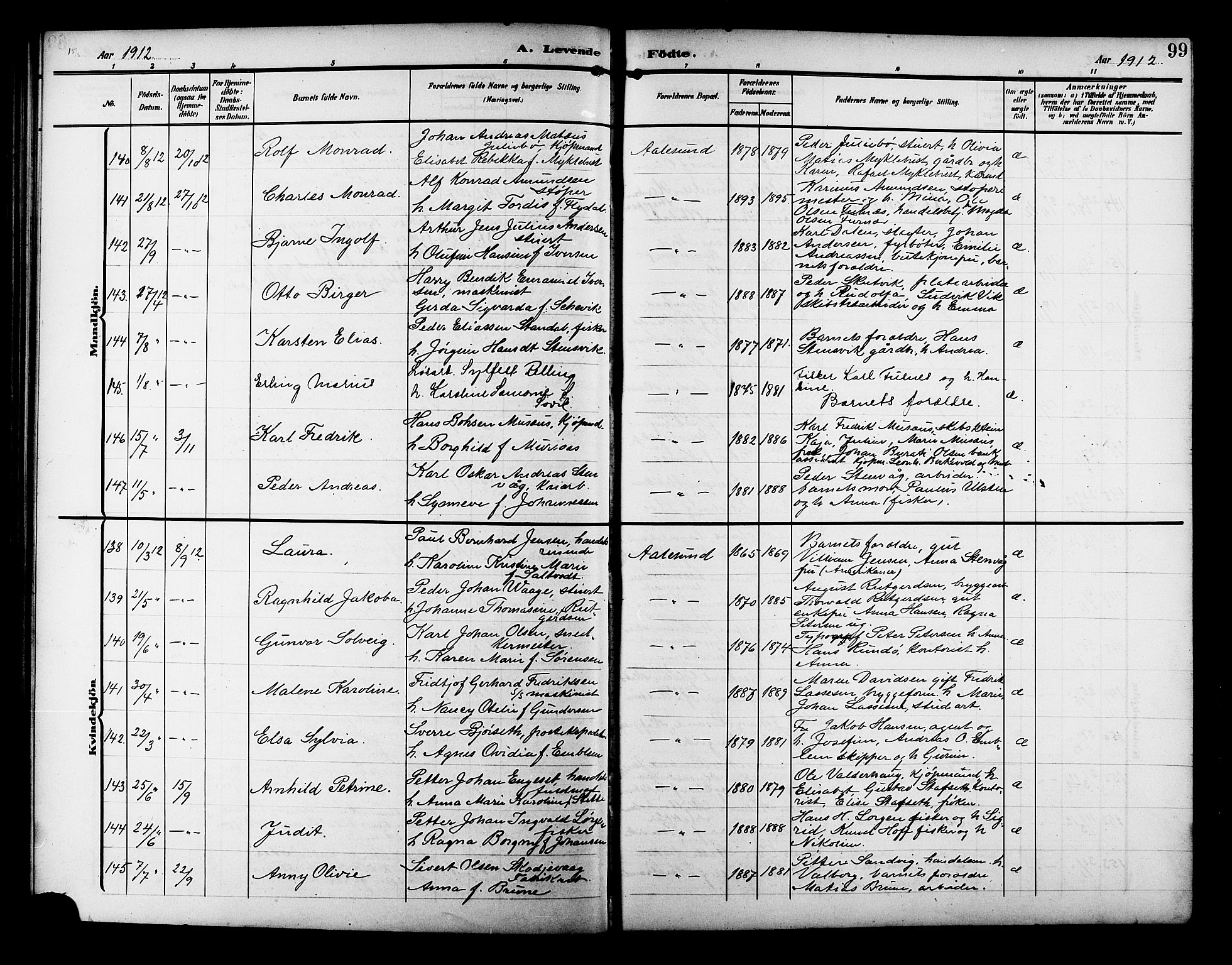 Ministerialprotokoller, klokkerbøker og fødselsregistre - Møre og Romsdal, AV/SAT-A-1454/529/L0471: Klokkerbok nr. 529C08, 1909-1921, s. 99