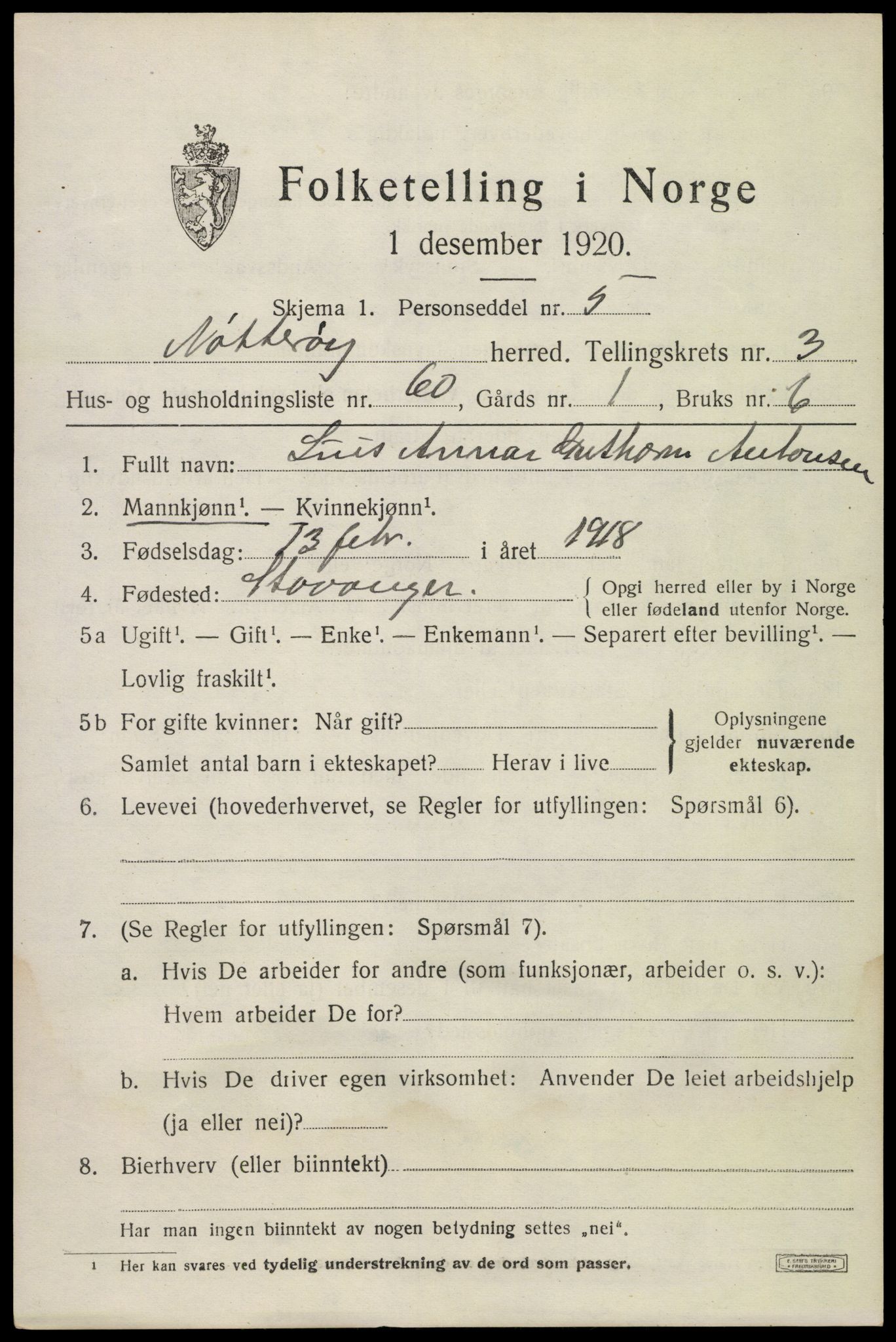 SAKO, Folketelling 1920 for 0722 Nøtterøy herred, 1920, s. 6181