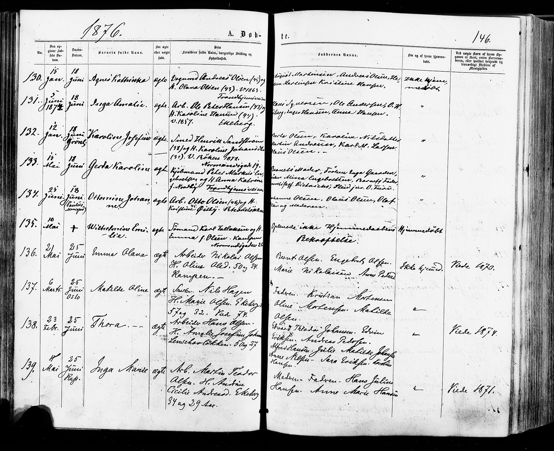 Østre Aker prestekontor Kirkebøker, AV/SAO-A-10840/F/Fa/L0004: Ministerialbok nr. I 4, 1876-1889, s. 146